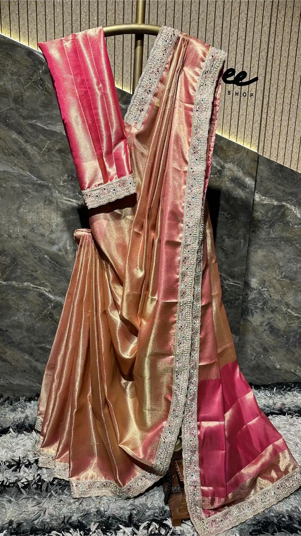 Ready To Wear Bridal Kanjivaram Tissue Silk Designer Lace Work Banarasi Saree