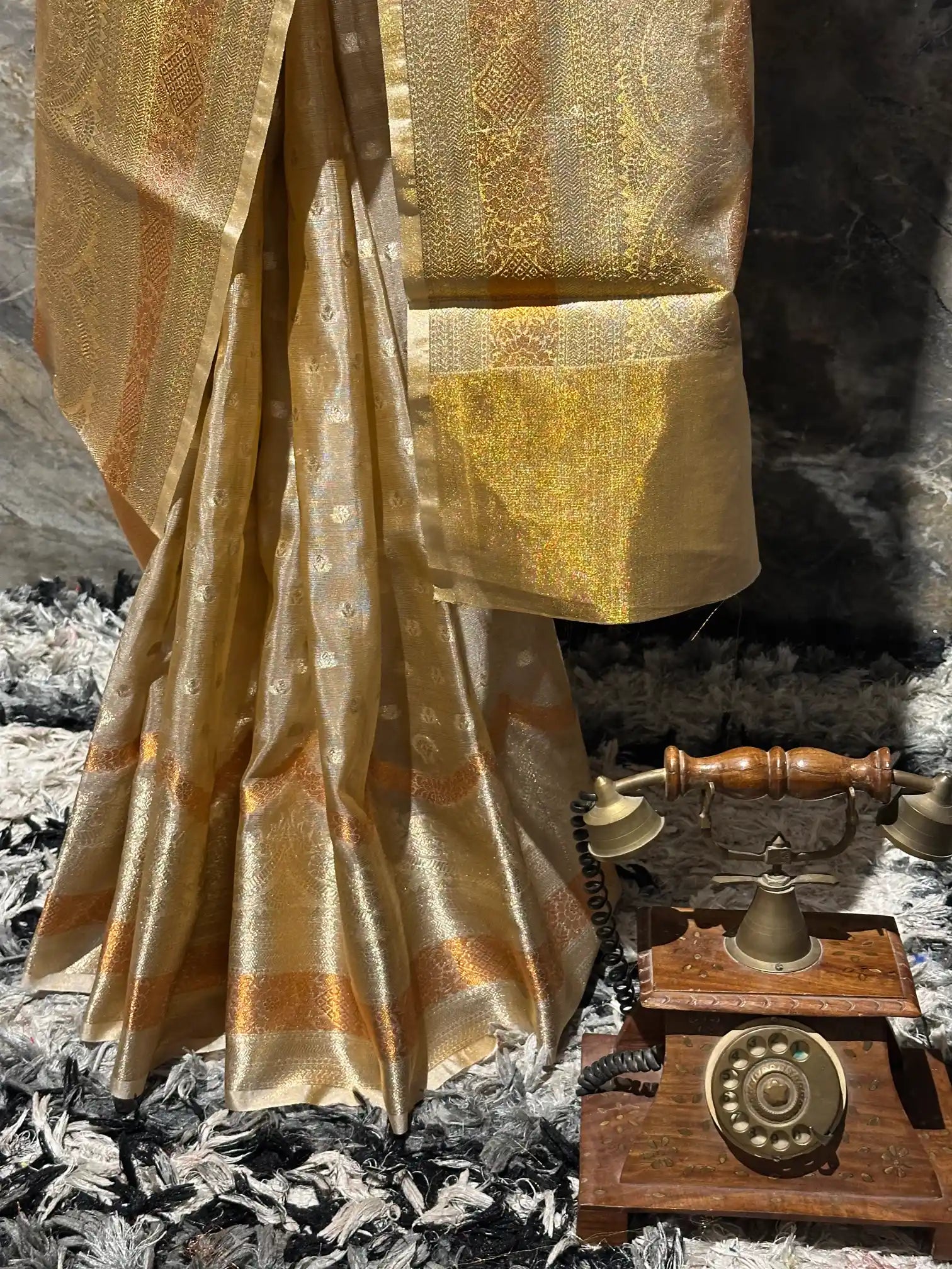 Ready To Wear Copper Tissue Silk Heritage Banarasi Saree