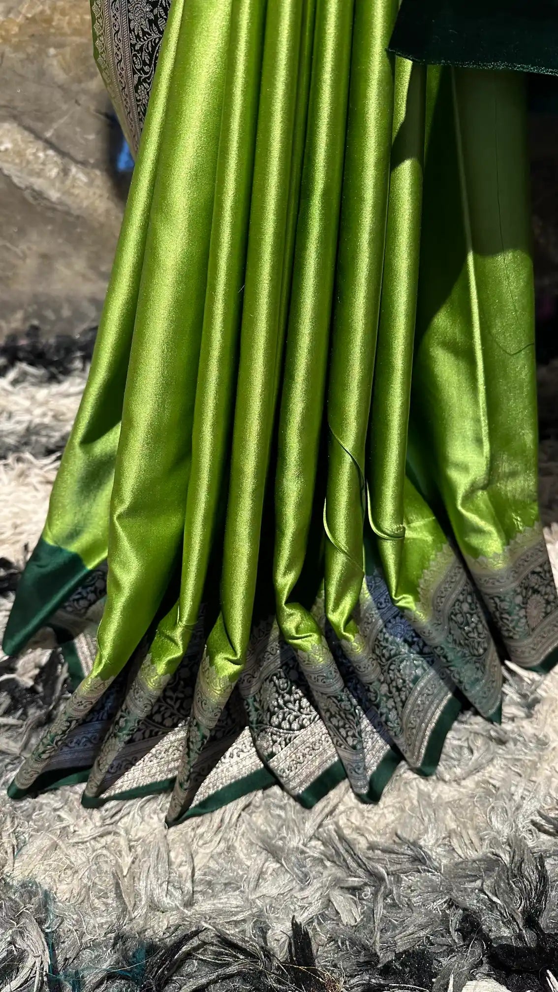 Ready To Wear Green Mashru Silk Exclusive Banarasi Saree