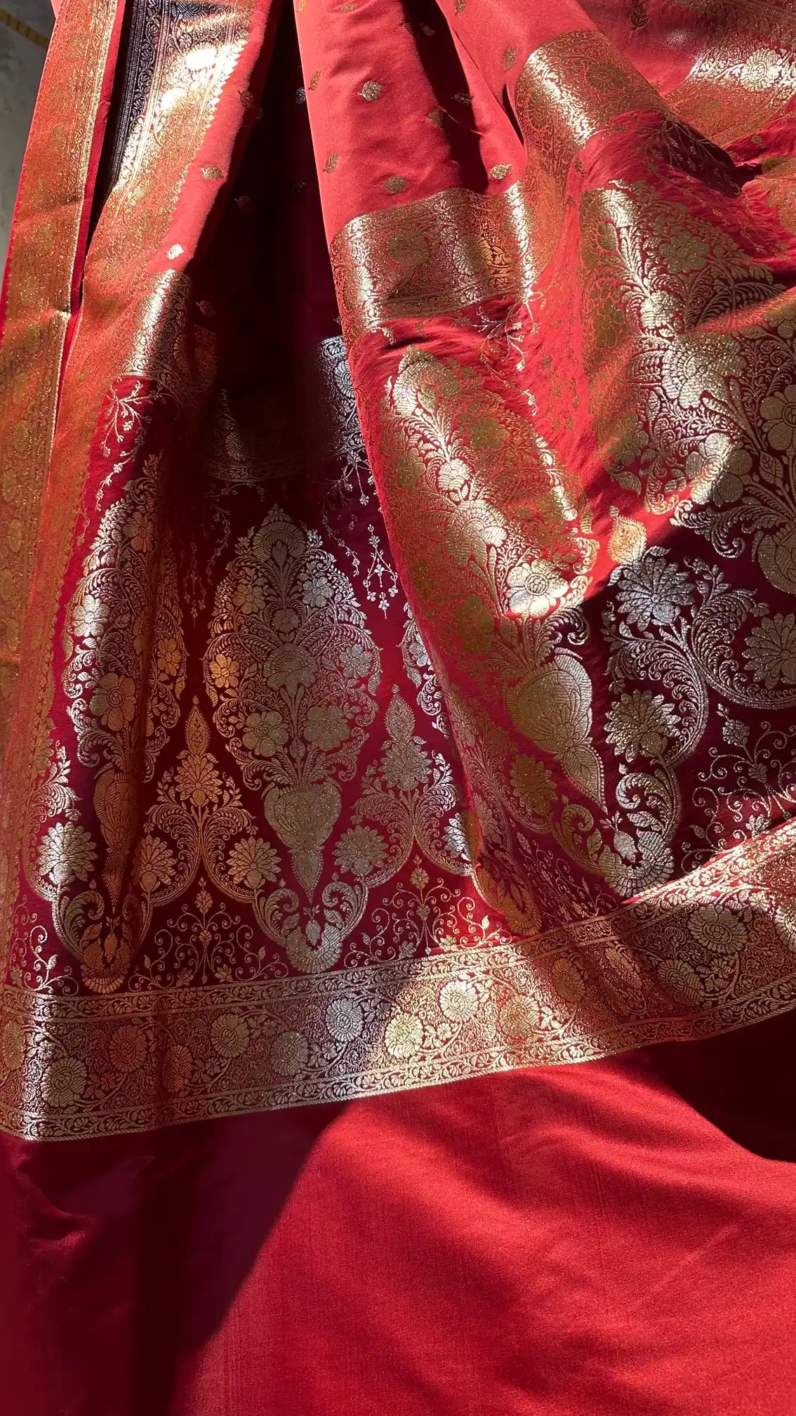 Ready To Wear Maroon Satin Silk Traditional Banarasi Saree
