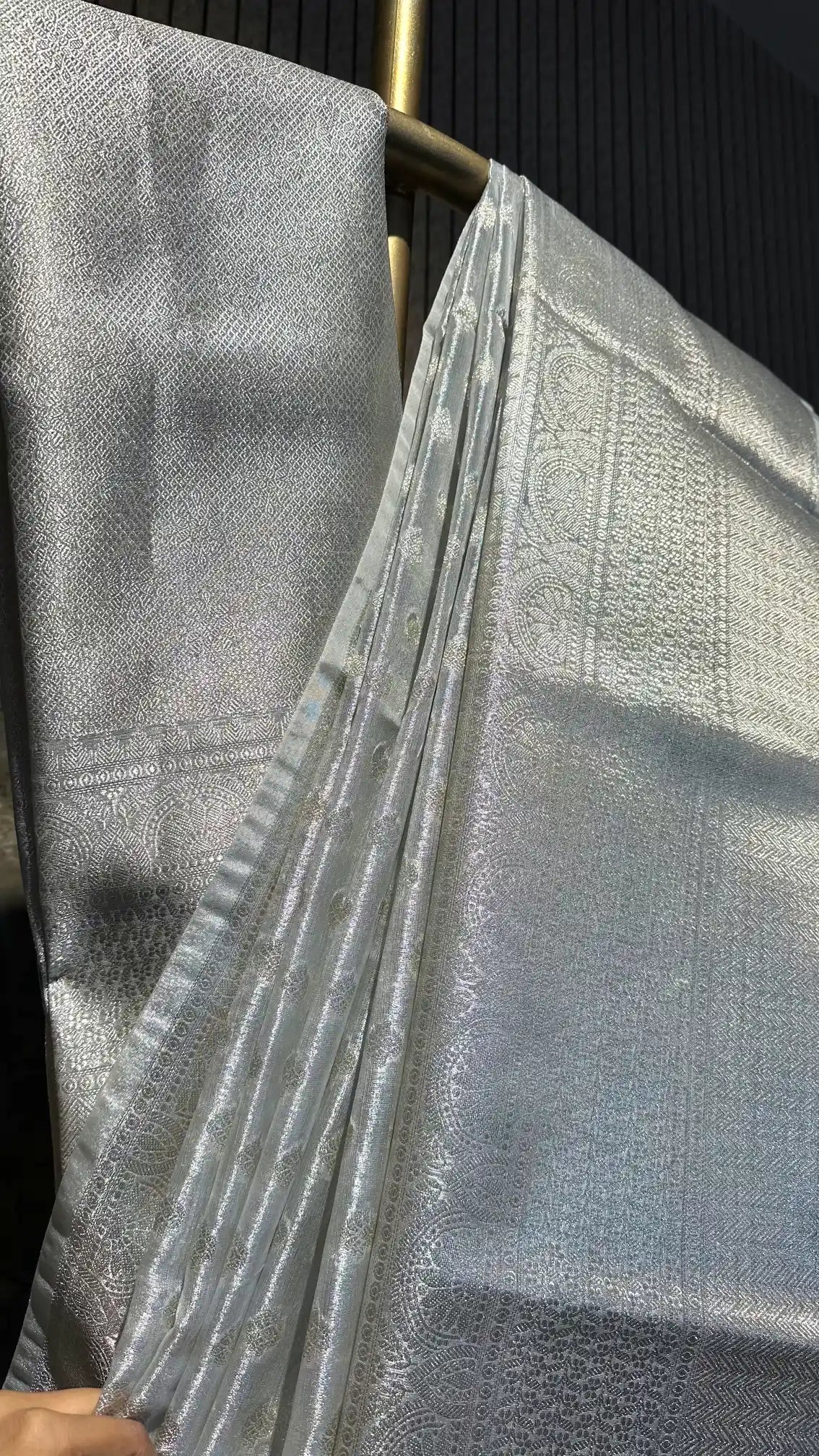 Ready To Wear Pretty Silver Tissue Silk Banarasi Saree