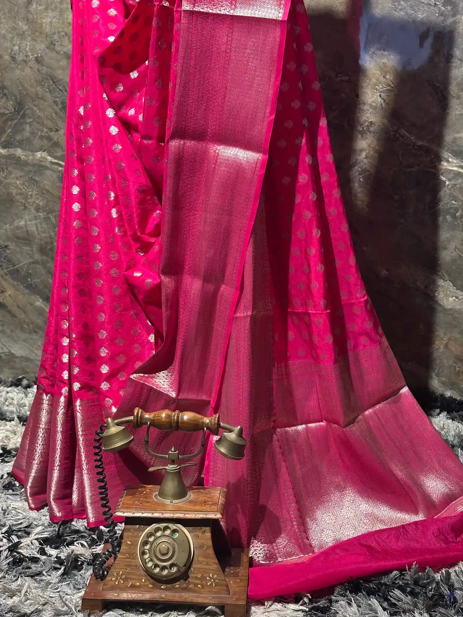 Ready To Wear Rani Chinia Silk Traditional Banarasi Saree
