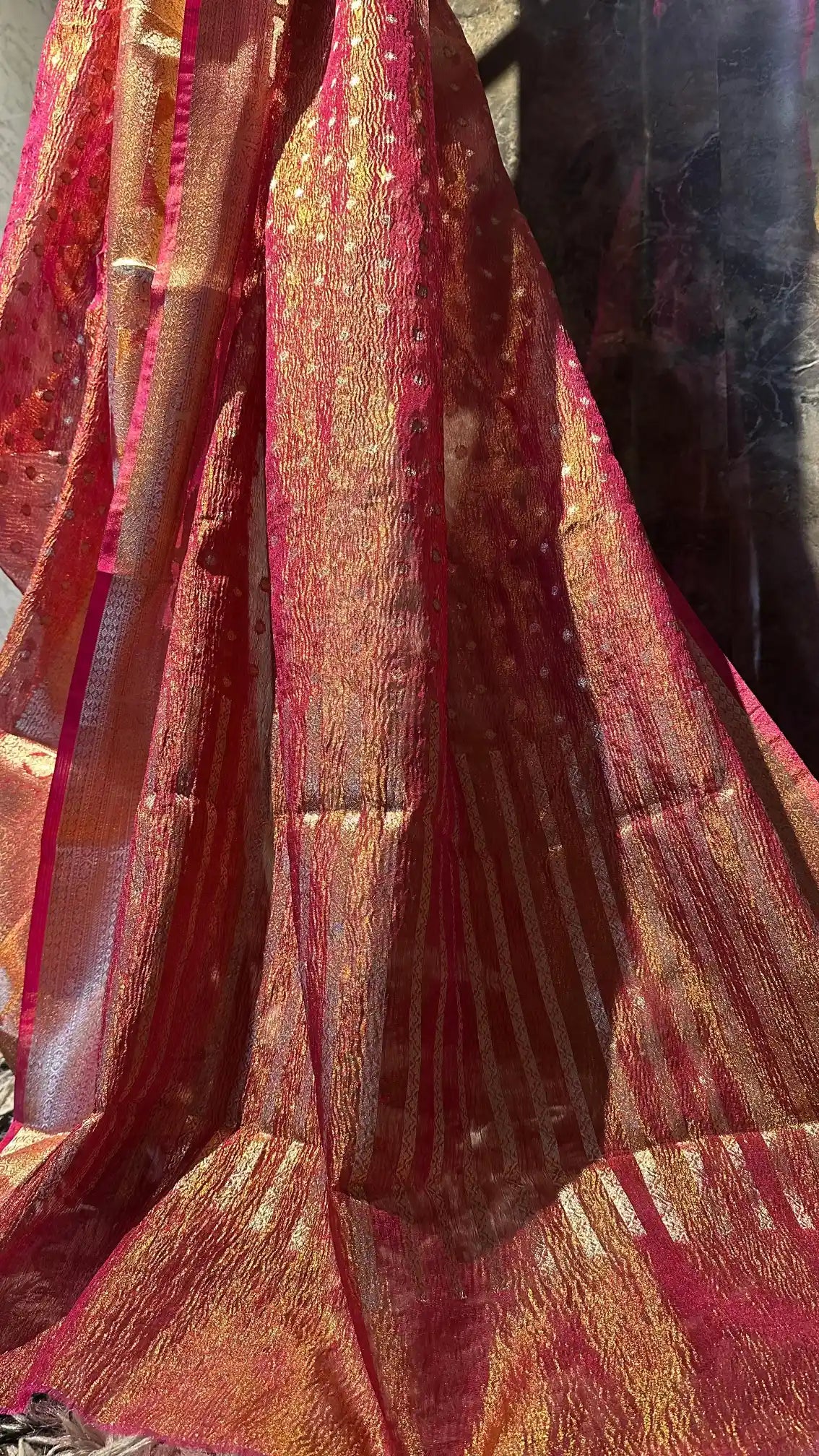 Ready To Wear Rusted Crush Tissue Silk Saree
