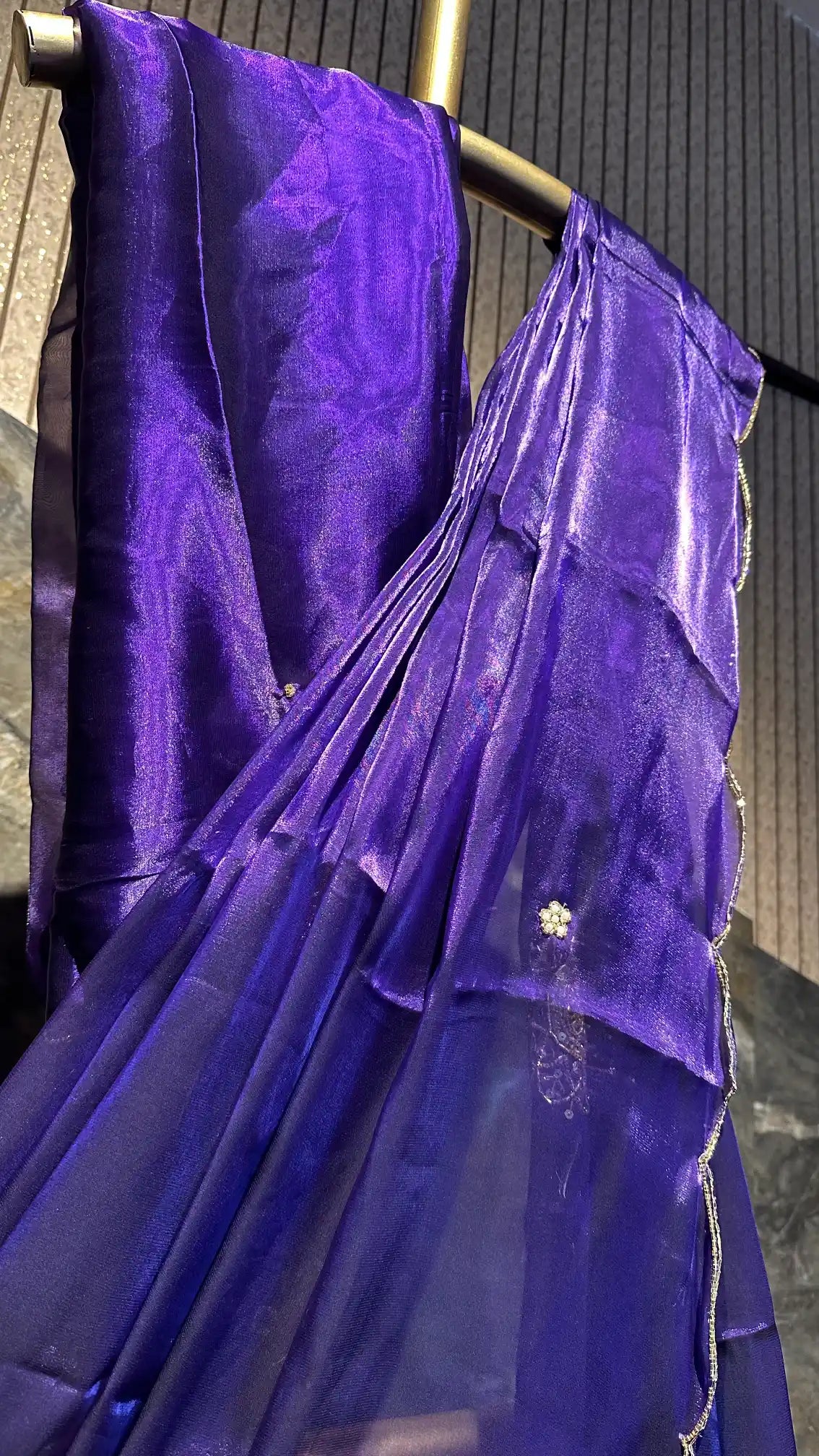 Ready To Wear Shimmery Tissue Handwork Saree