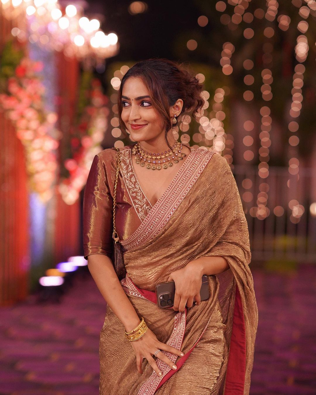 Crush saree worn by Reba John buy online