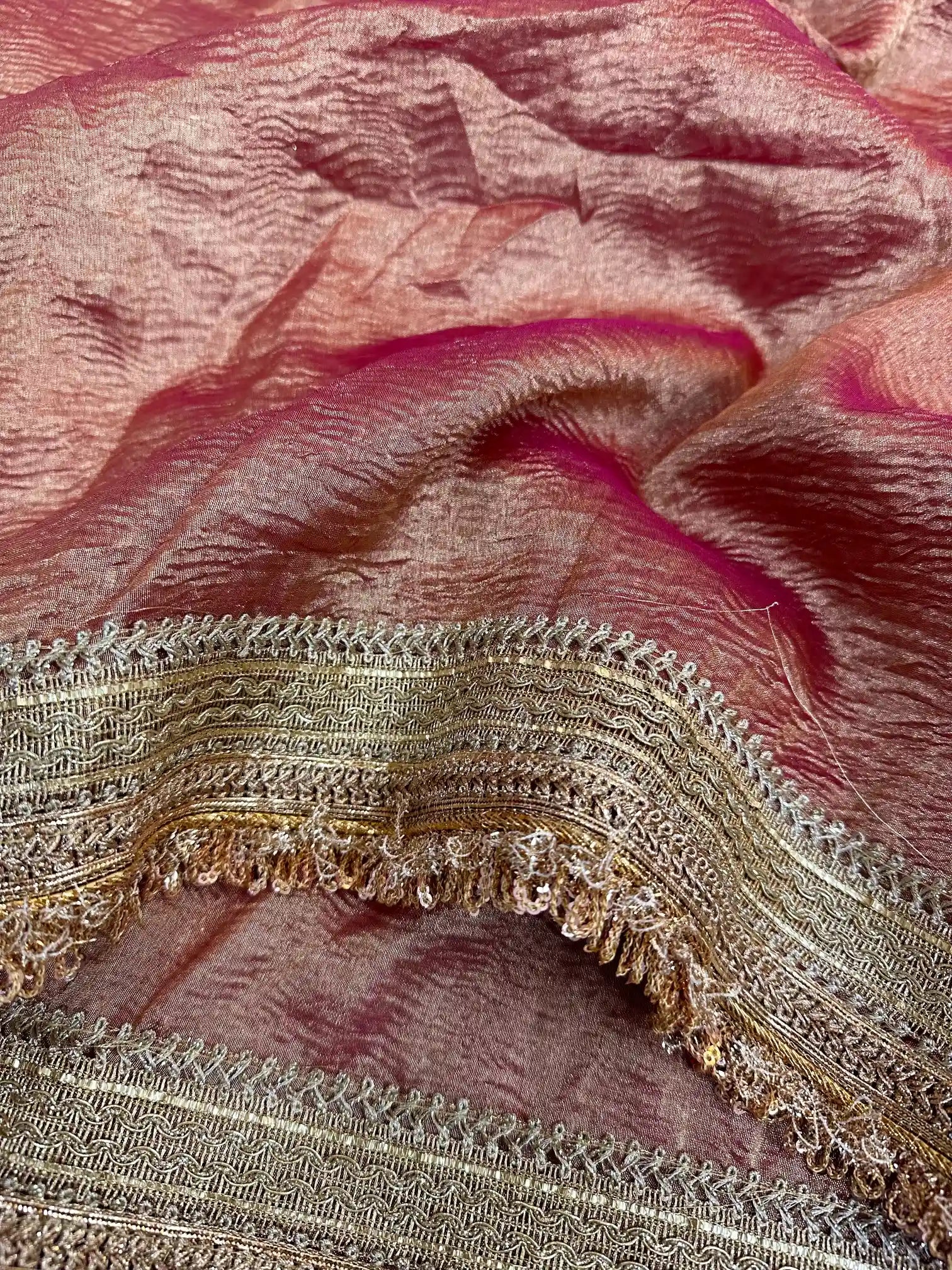 Reba Mam Inspired Crush Tissue Saree