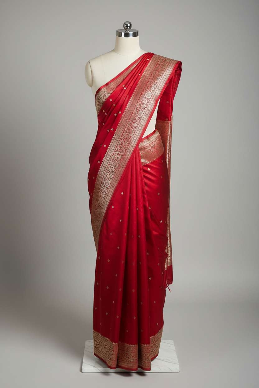 Red Premium Mashru Katan Silk Banarasi Saree