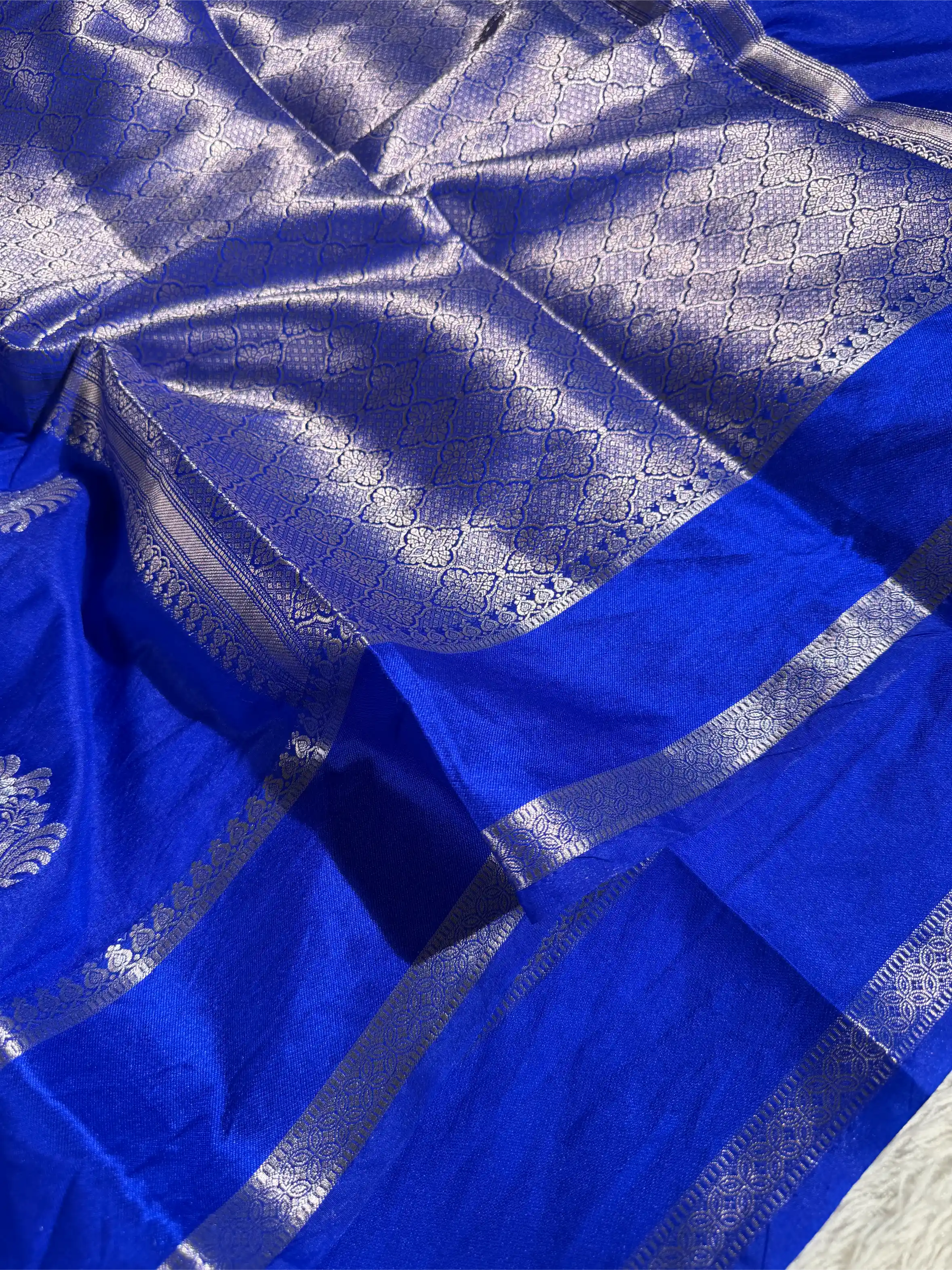 Royal Blue Chinia Silk Traditional Buta Weave Banarasi Saree