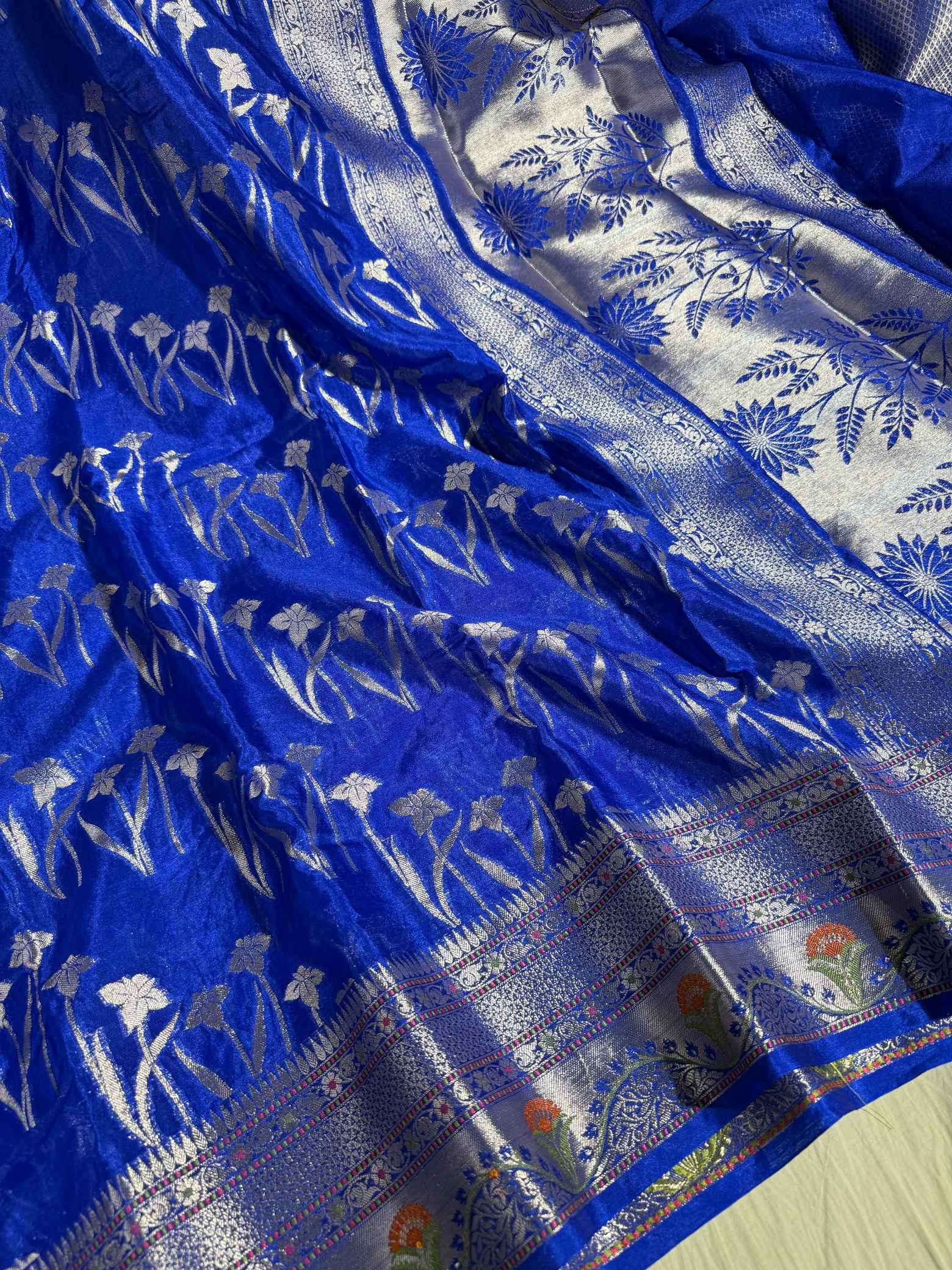 Royal Blue Chiniya Silk Jacquard Weave Banarasi Saree