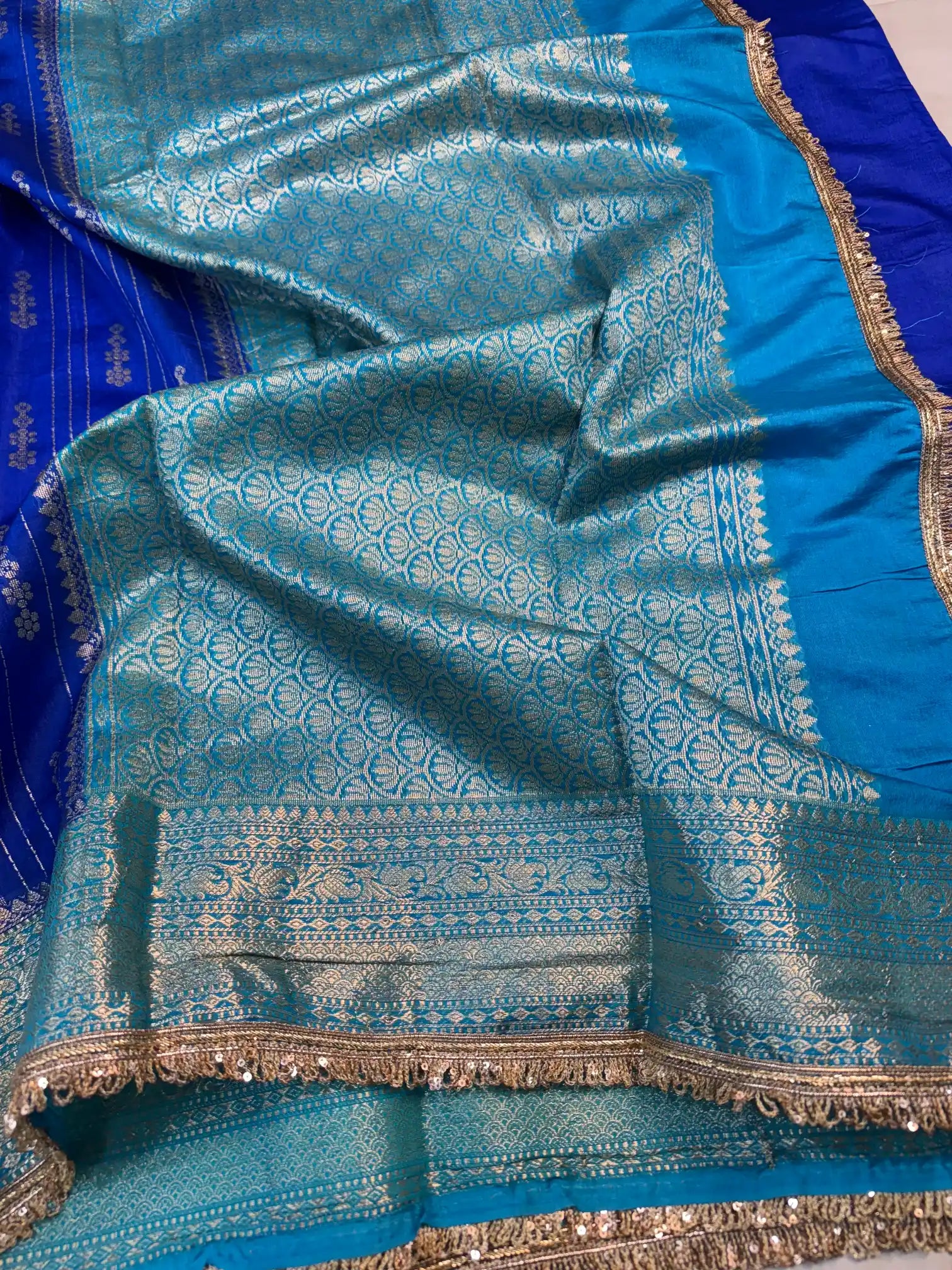 Royal Blue Eccentric Chiniya Silk Designer Banarasi Saree