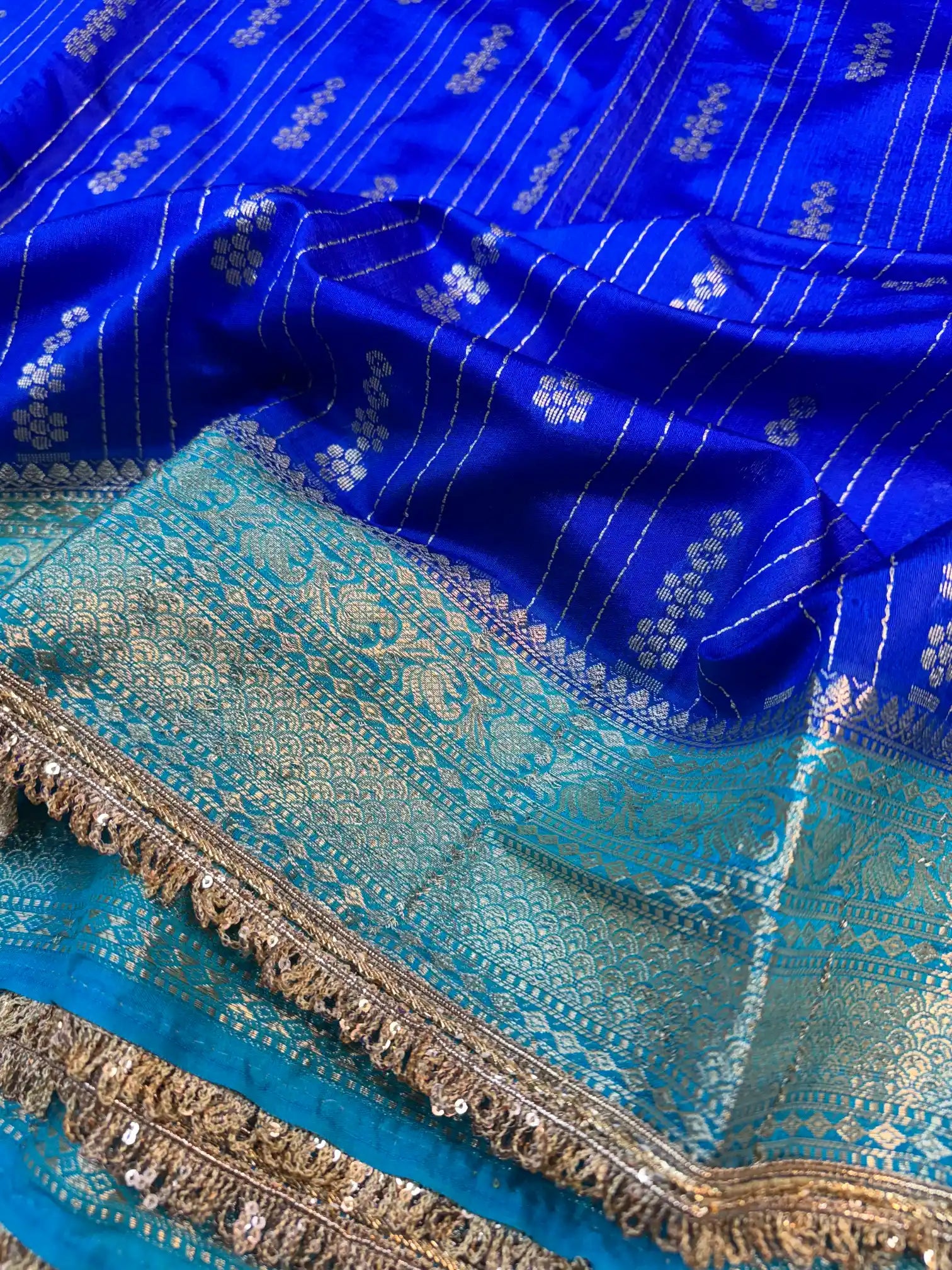 Royal Blue Eccentric Chiniya Silk Designer Banarasi Saree
