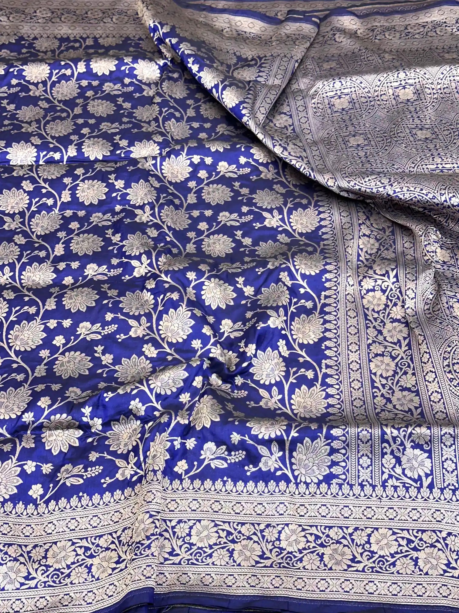 Royal Blue Heritage Pure Katan Silk Banarasi Saree