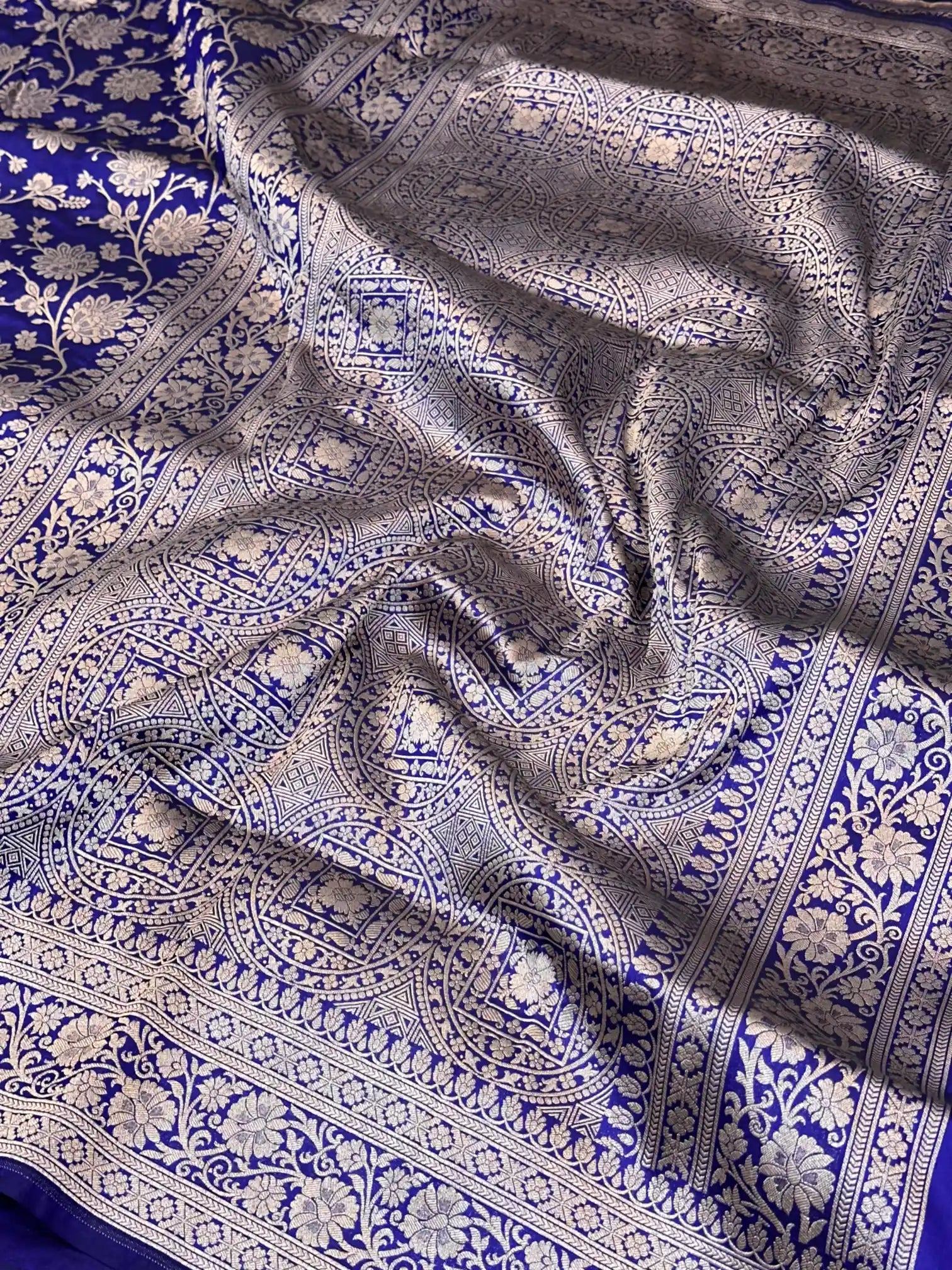 Royal Blue Heritage Pure Katan Silk Banarasi Saree