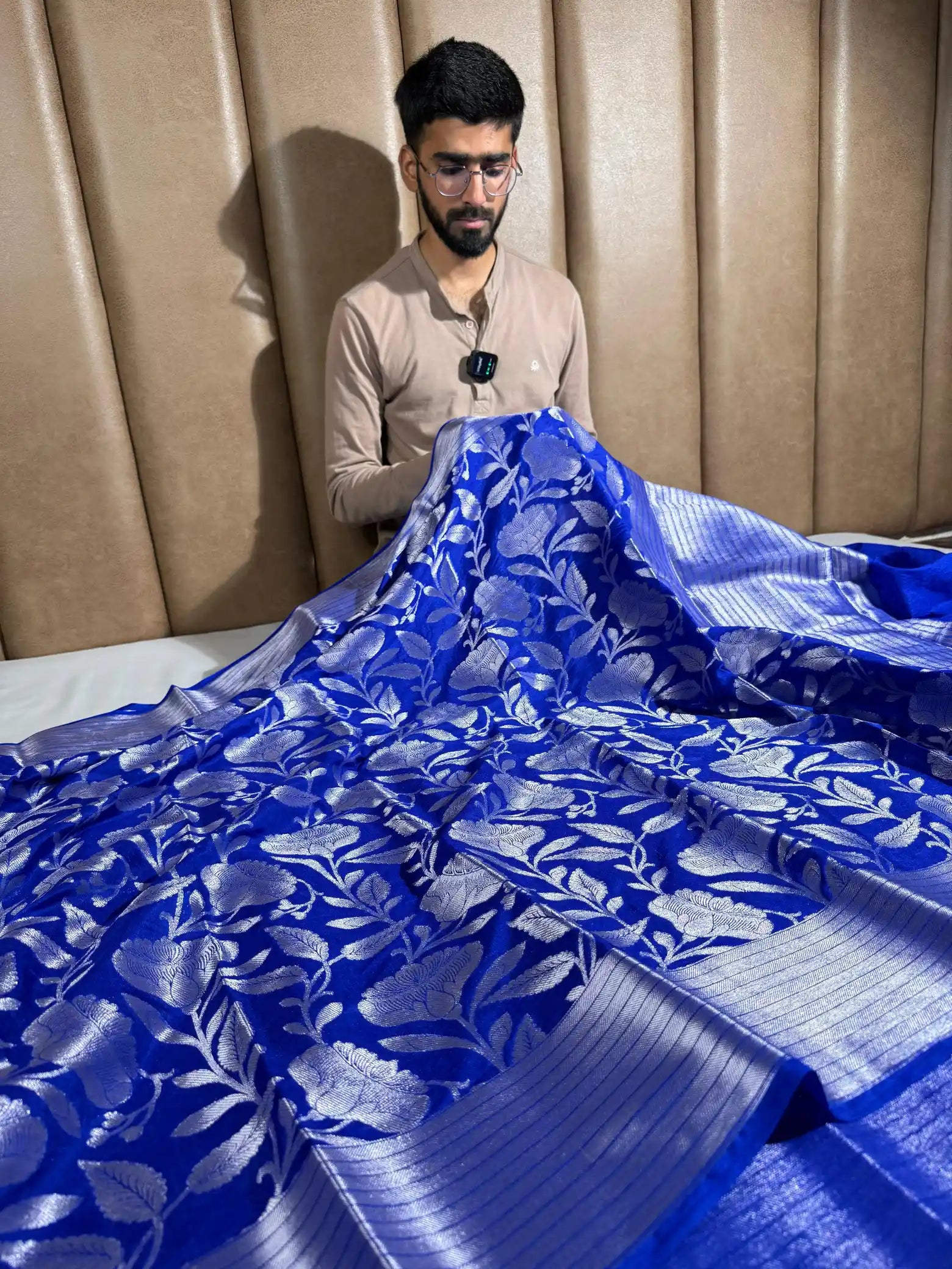 Royal Blue Semi Katan Silk Silver Zari Weave Banarasi Saree