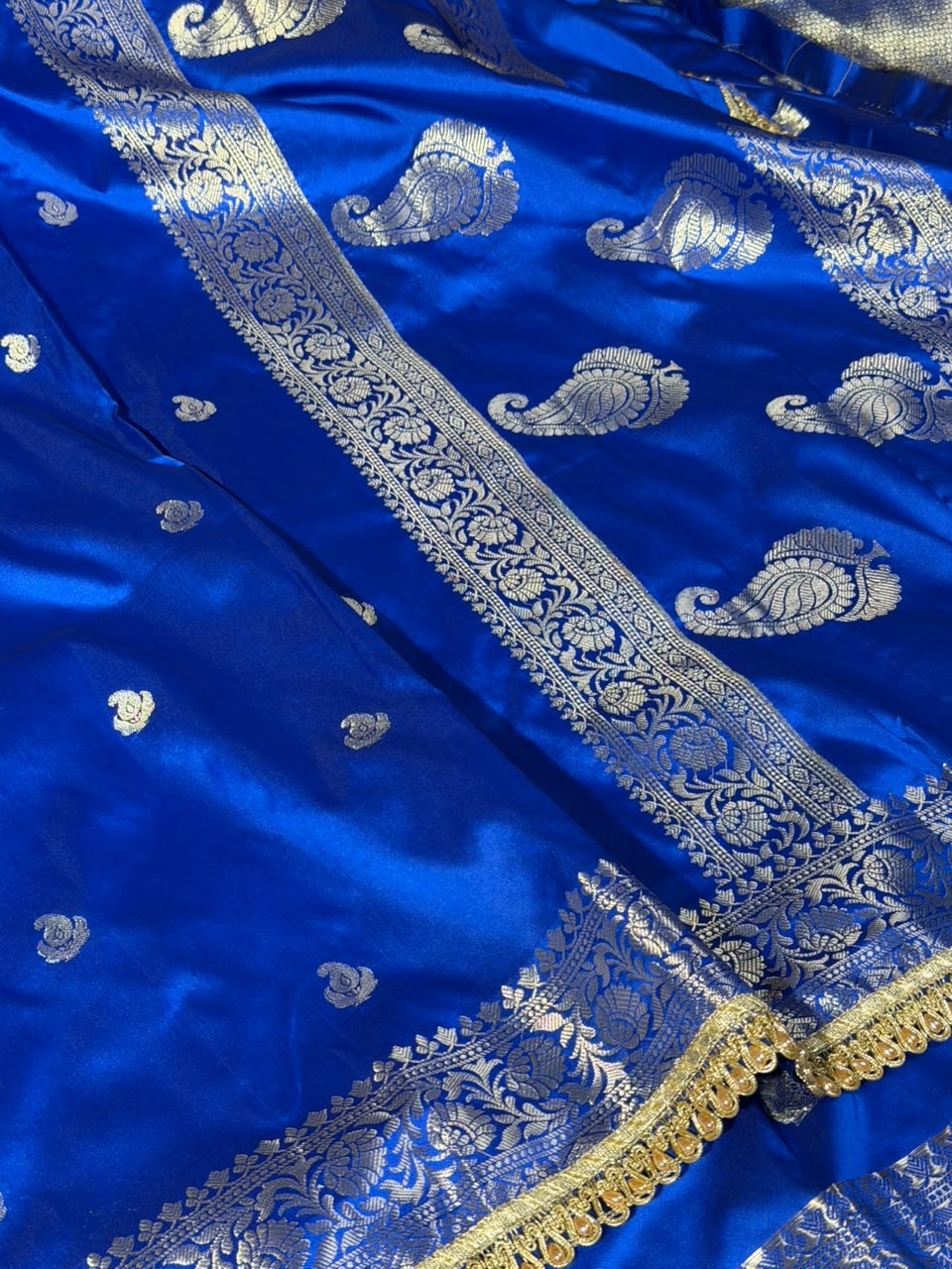 Royal Blue Soft Banarasi Silk Lace Work Saree