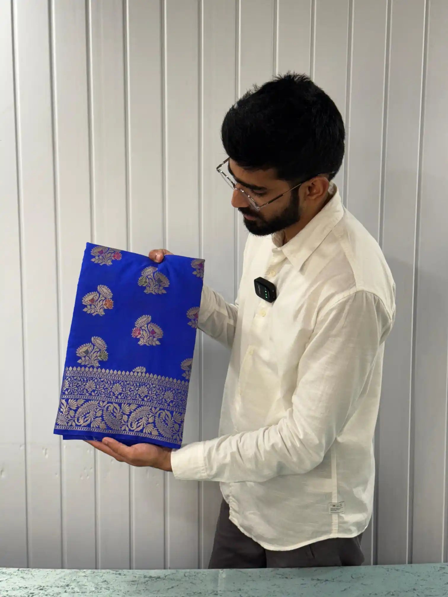 Royal Blue Warm Silk Meenakari Buta Banarasi Saree