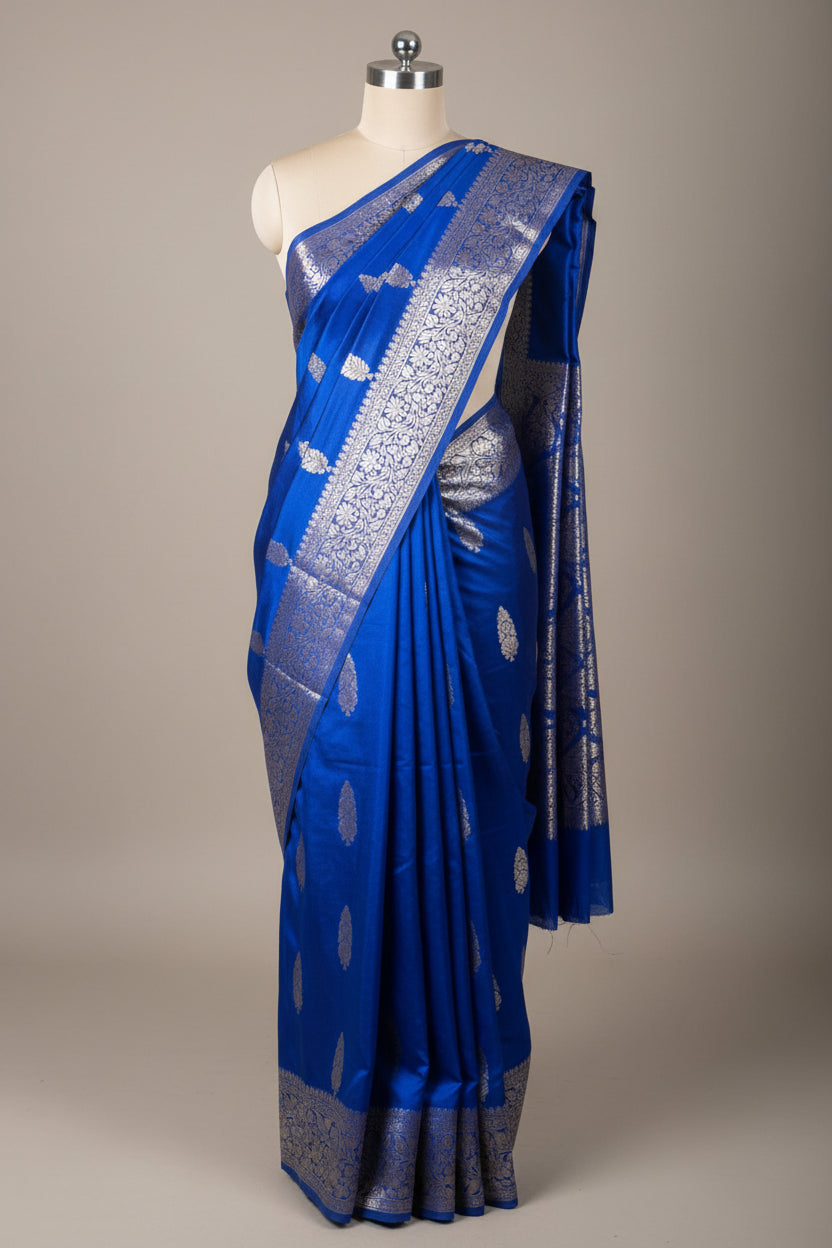 Royal Blue Warm Silk Traditional Buta Banarasi saree