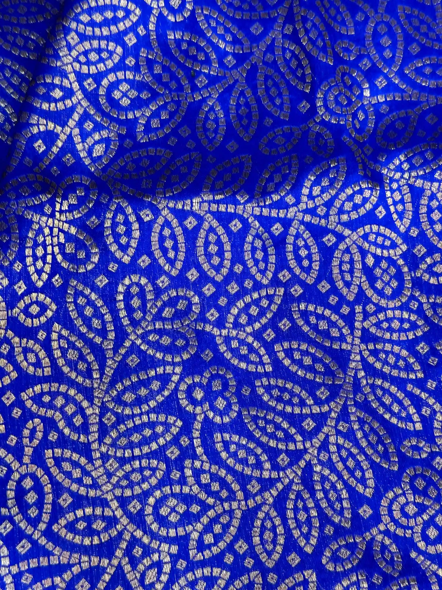 Royal Blue Embossed Pure Katan Silk Banarasi Saree
