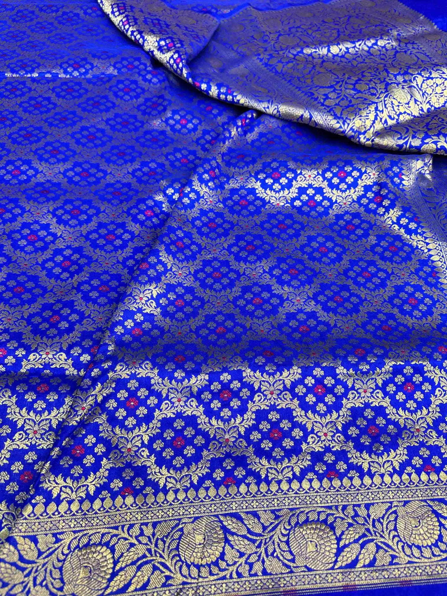 Royal Blue Meenakari Pure Katan Silk Banarasi Saree