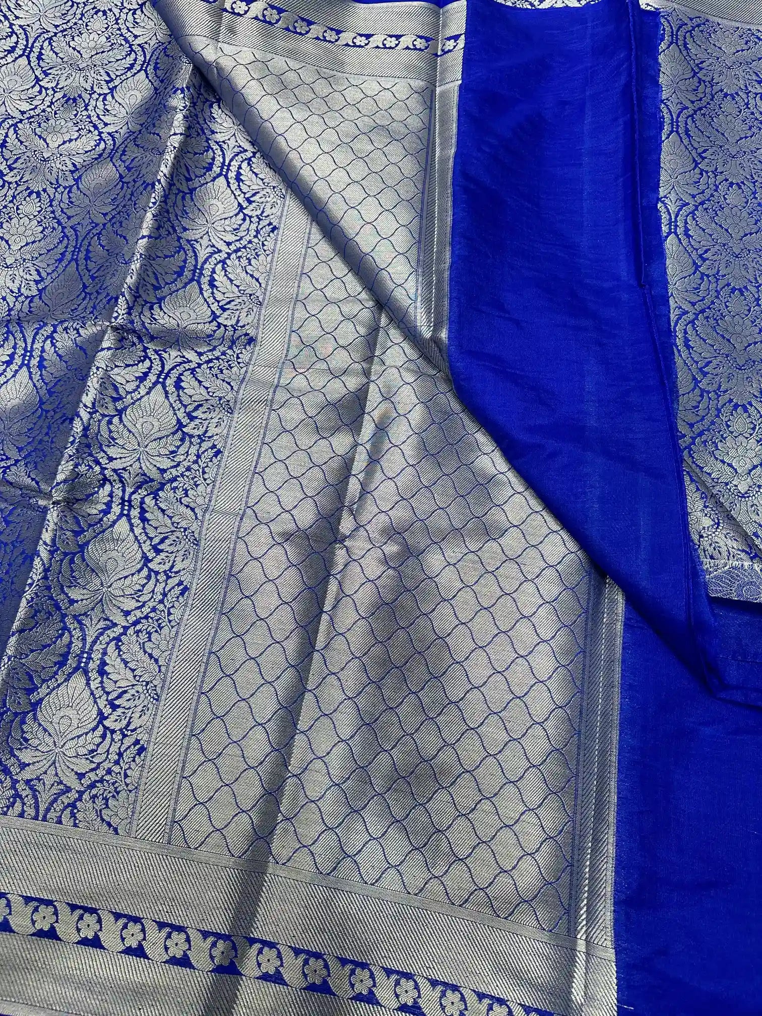 Royal Blue Semi Katan Silk Saree