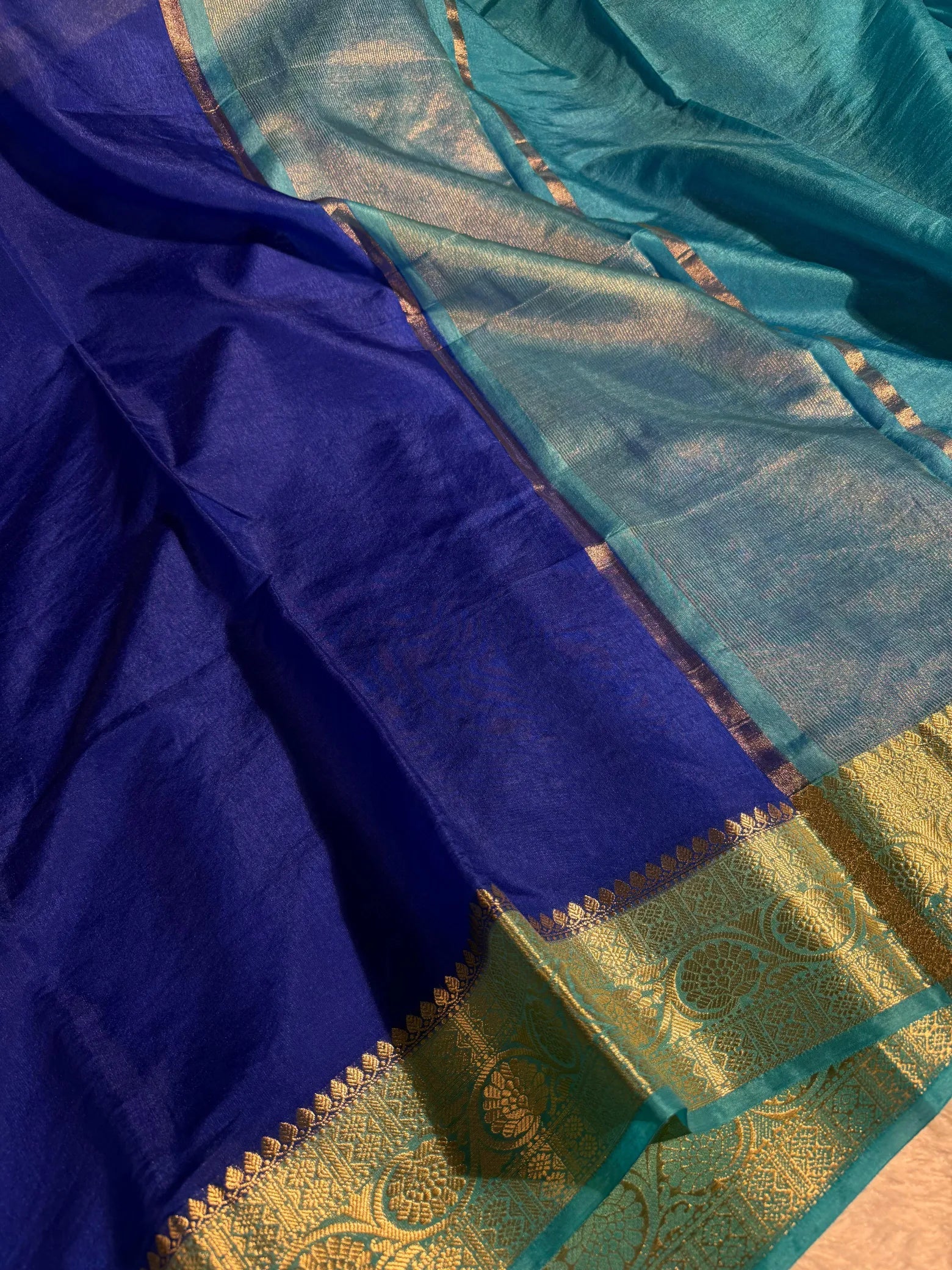 Royal blue Chinia silk traditional Banarasi saree
