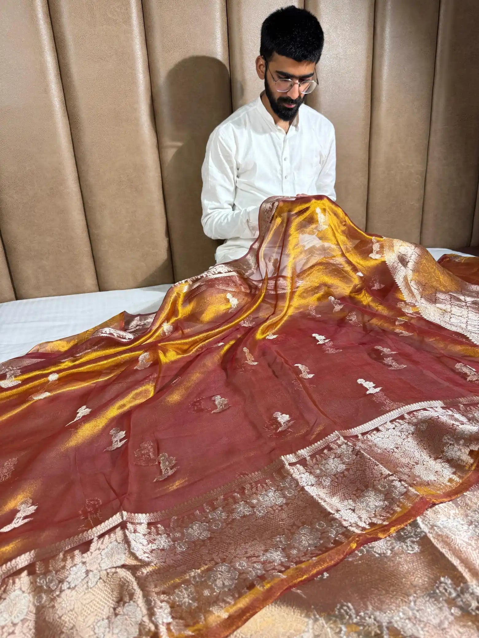 Rusted Gold Pure Tissue Silk Heritage Banarasi Saree