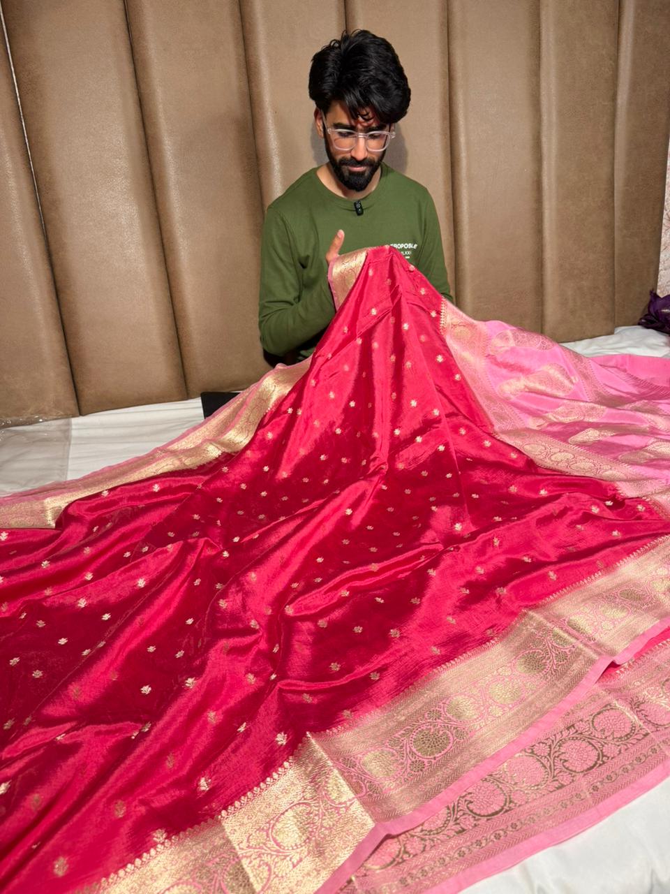 Rani - Pink Intricate Weave Soft Georgette Banarasi Saree