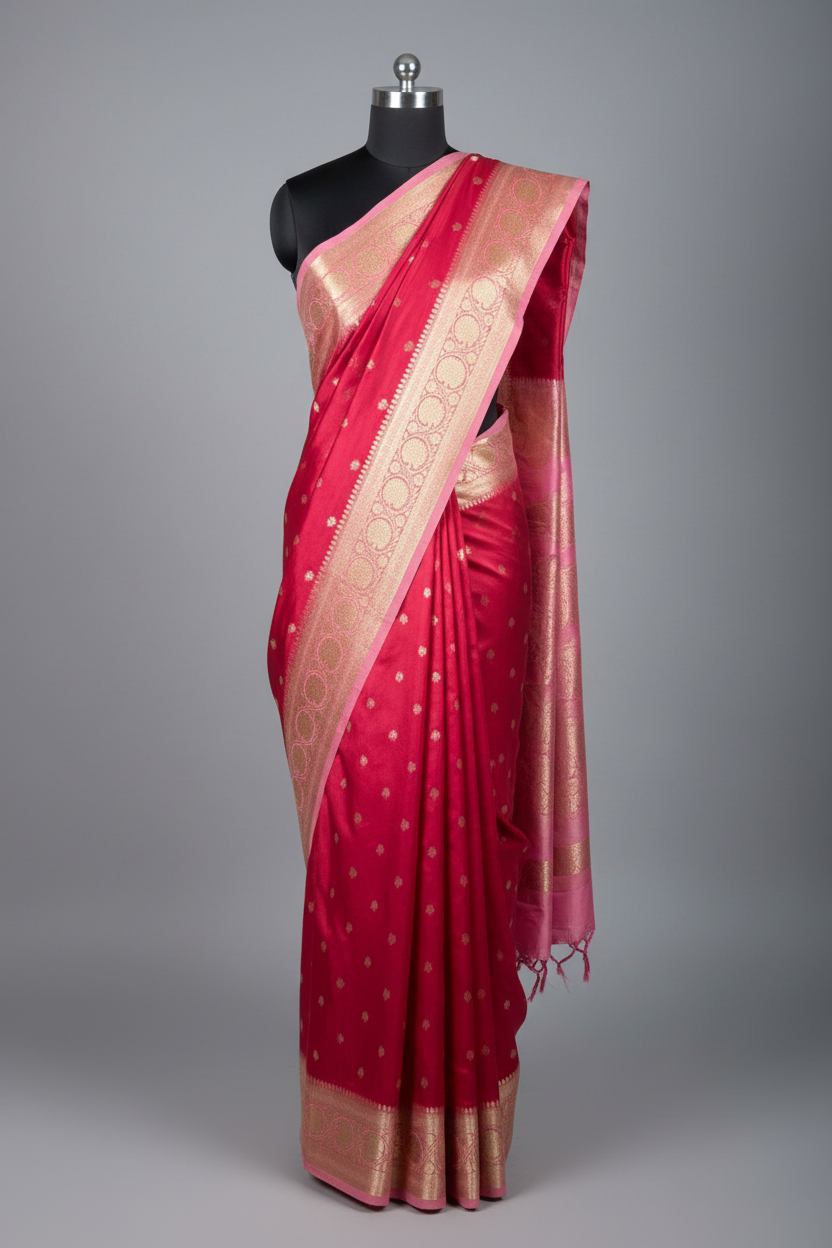 Rani - Pink Intricate Weave Soft Georgette Banarasi Saree