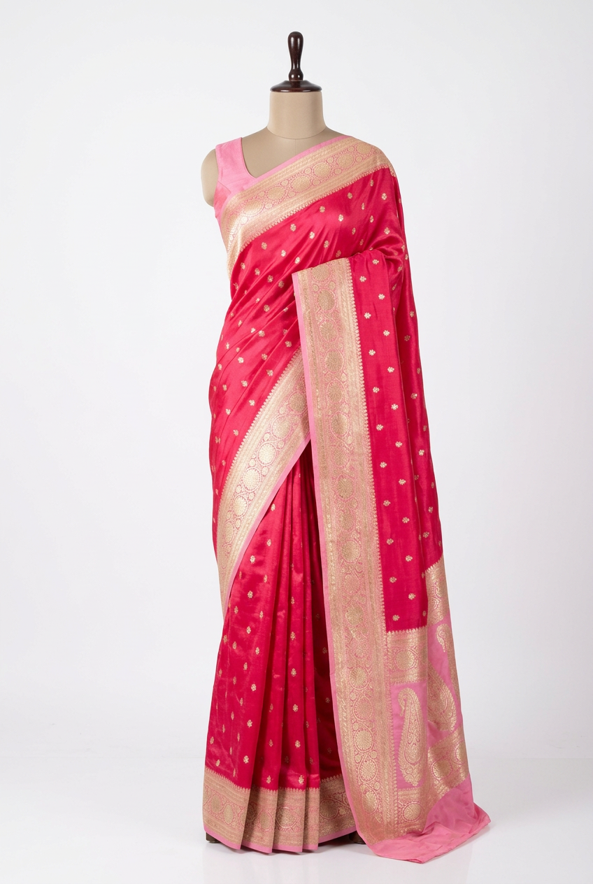 Rani - Pink Intricate Weave Soft Georgette Banarasi Saree