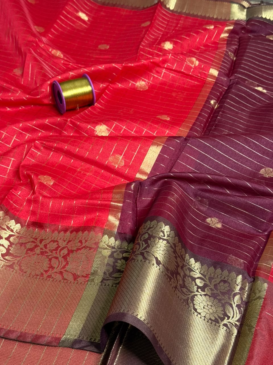 Dull Red Softsilk Heritage Banarasi Saree