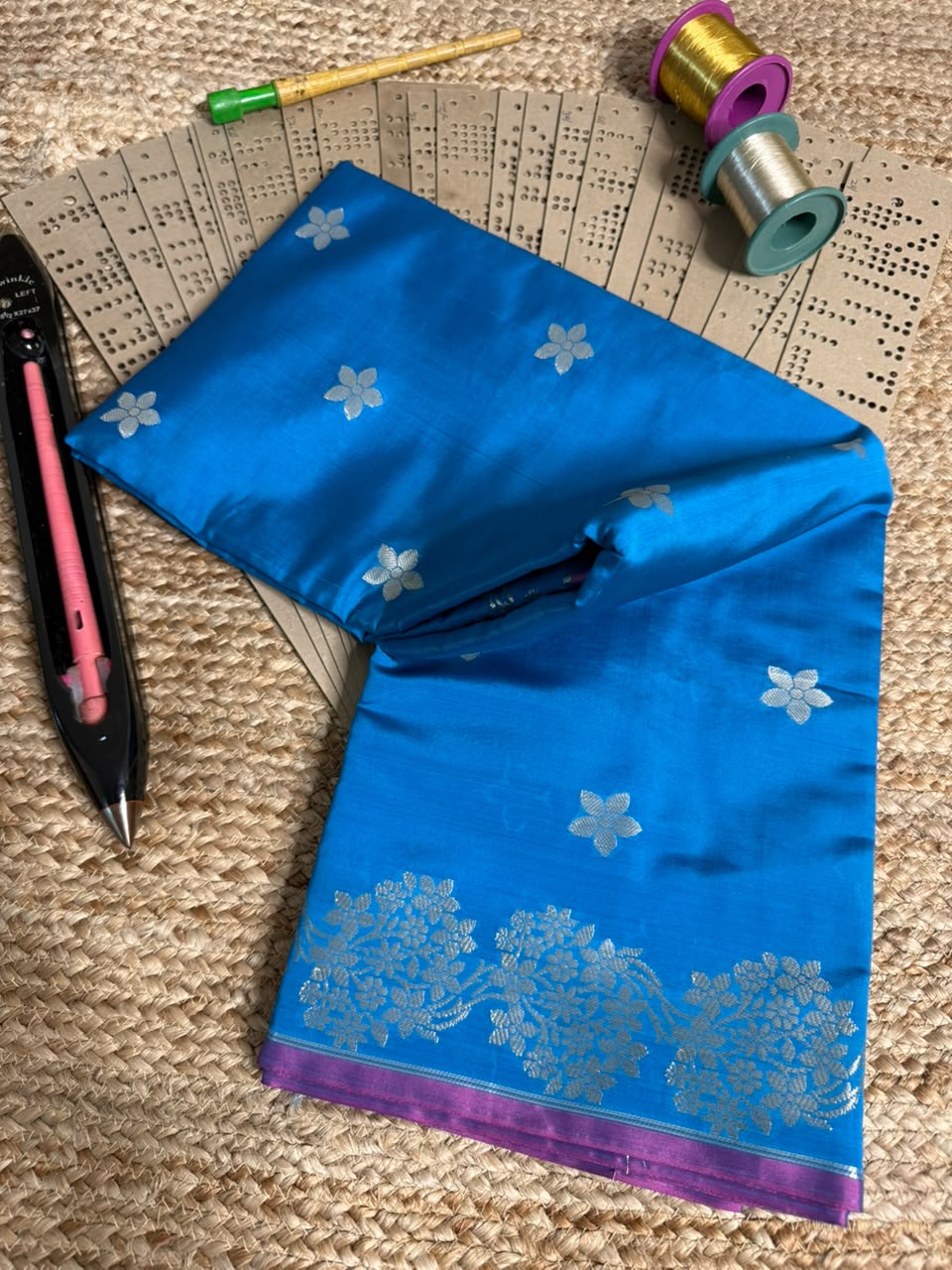 Firozi Blue Traditional Banarasi Silk Saree