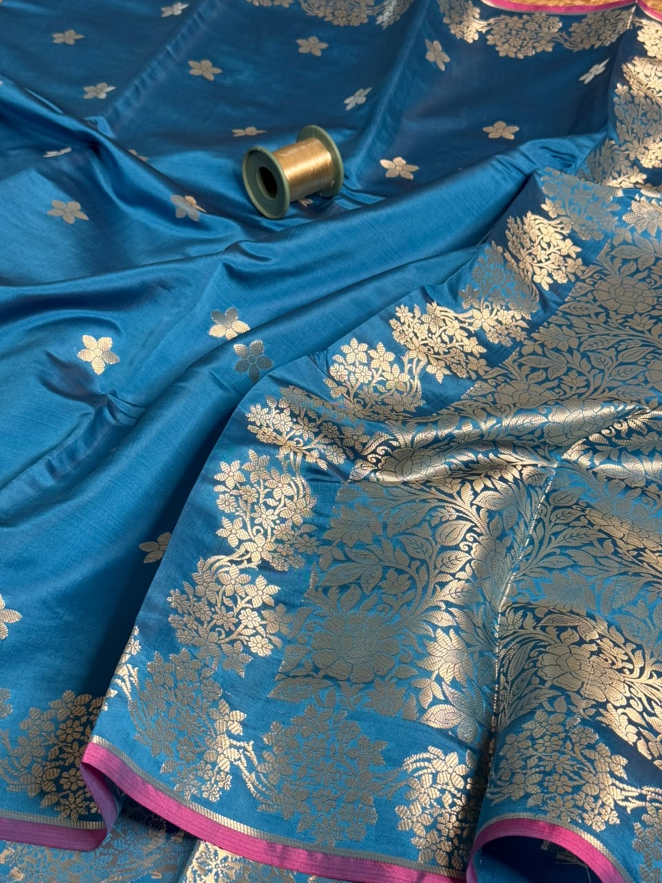 Firozi Blue Traditional Banarasi Silk Saree