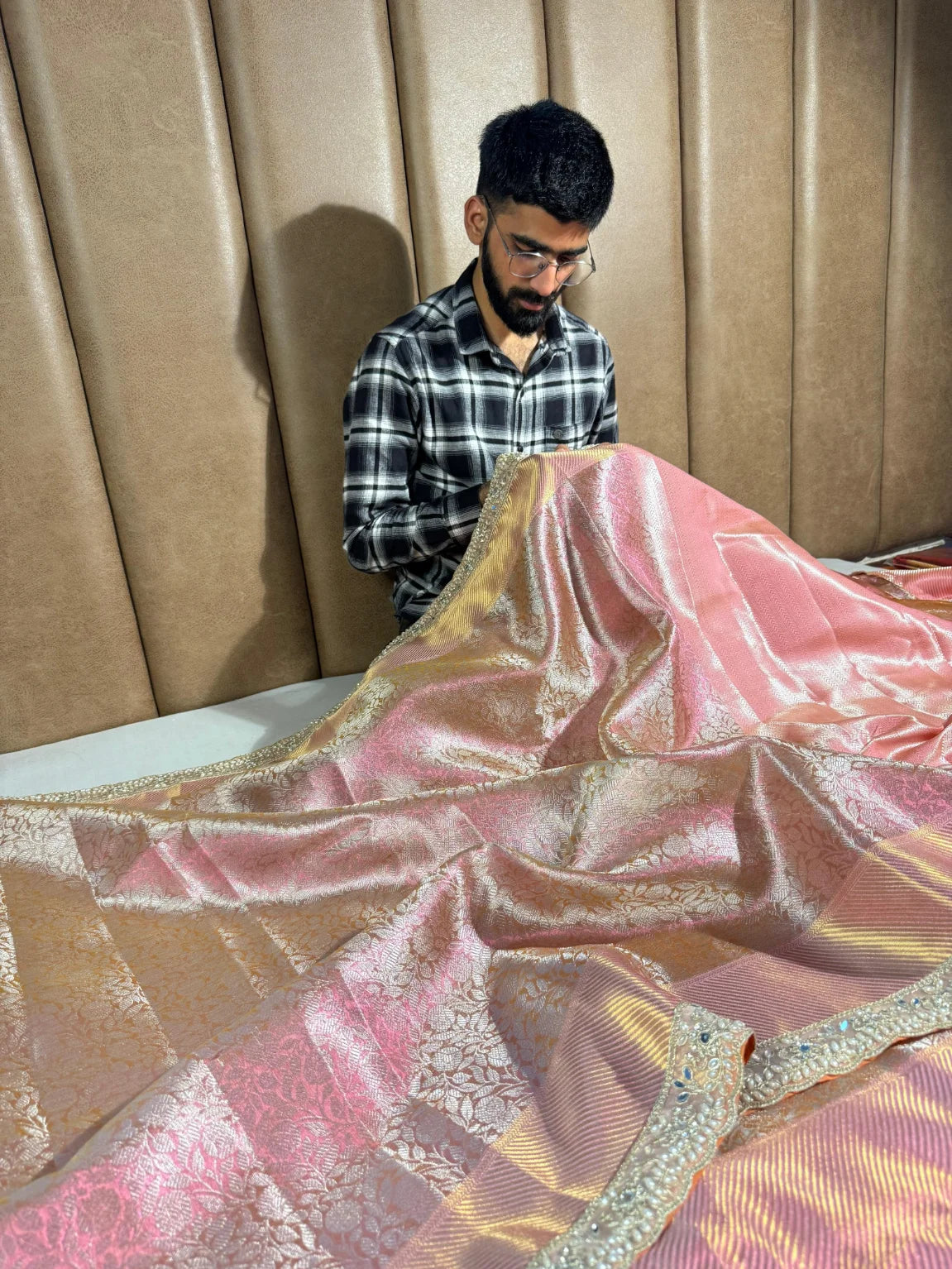 Sai Pallavi Ma’am Inspired Kanjivaram Tissue Silk Saree with Premium Heavy Gota Lace Work