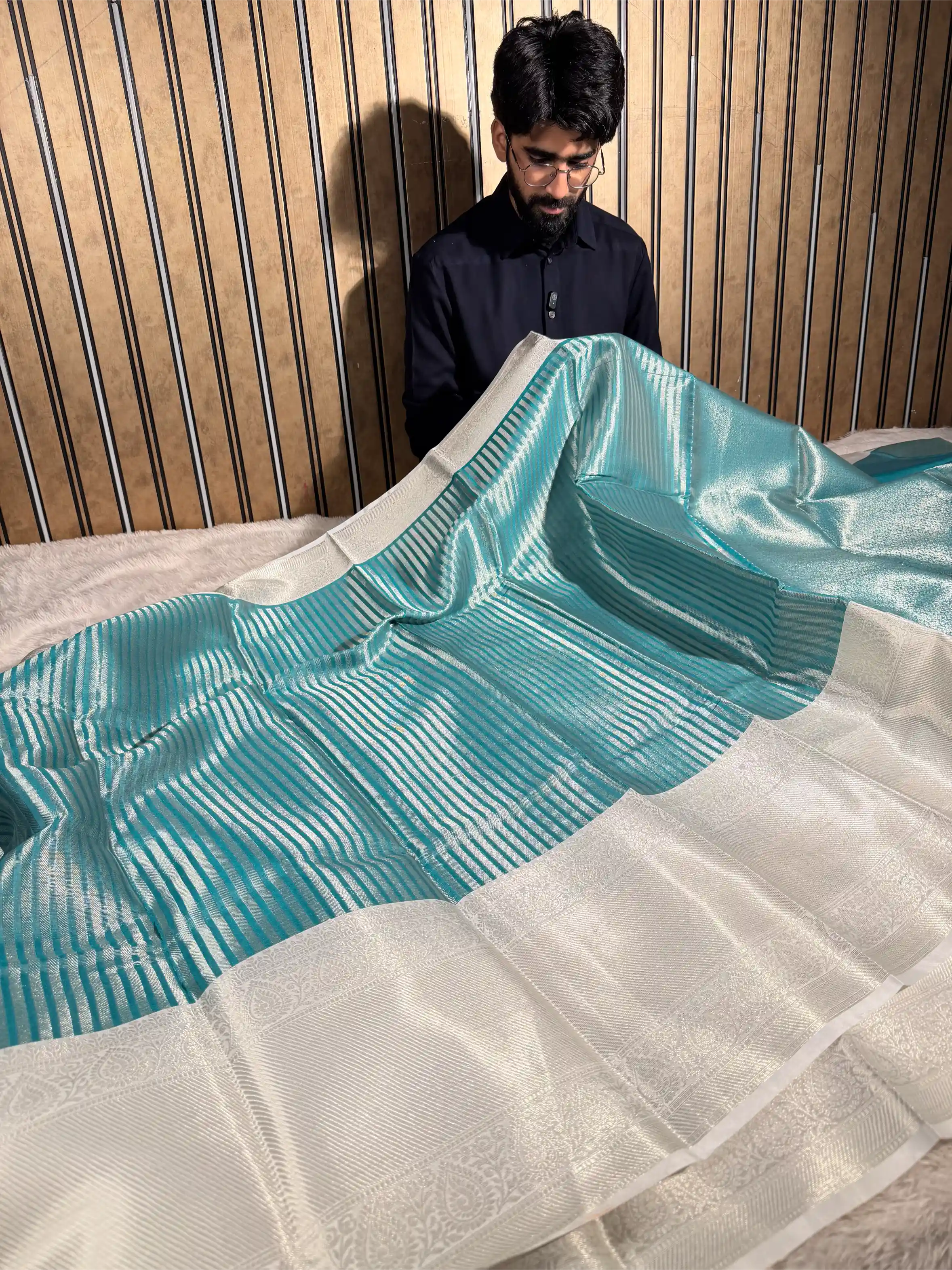 Sea Blue Traditional Soft Kanchi Silk Saree