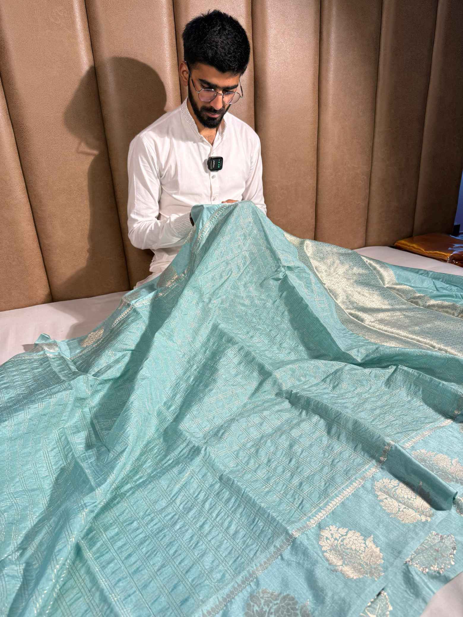 Sea Green Chinia Silk Weave Banarasi Saree