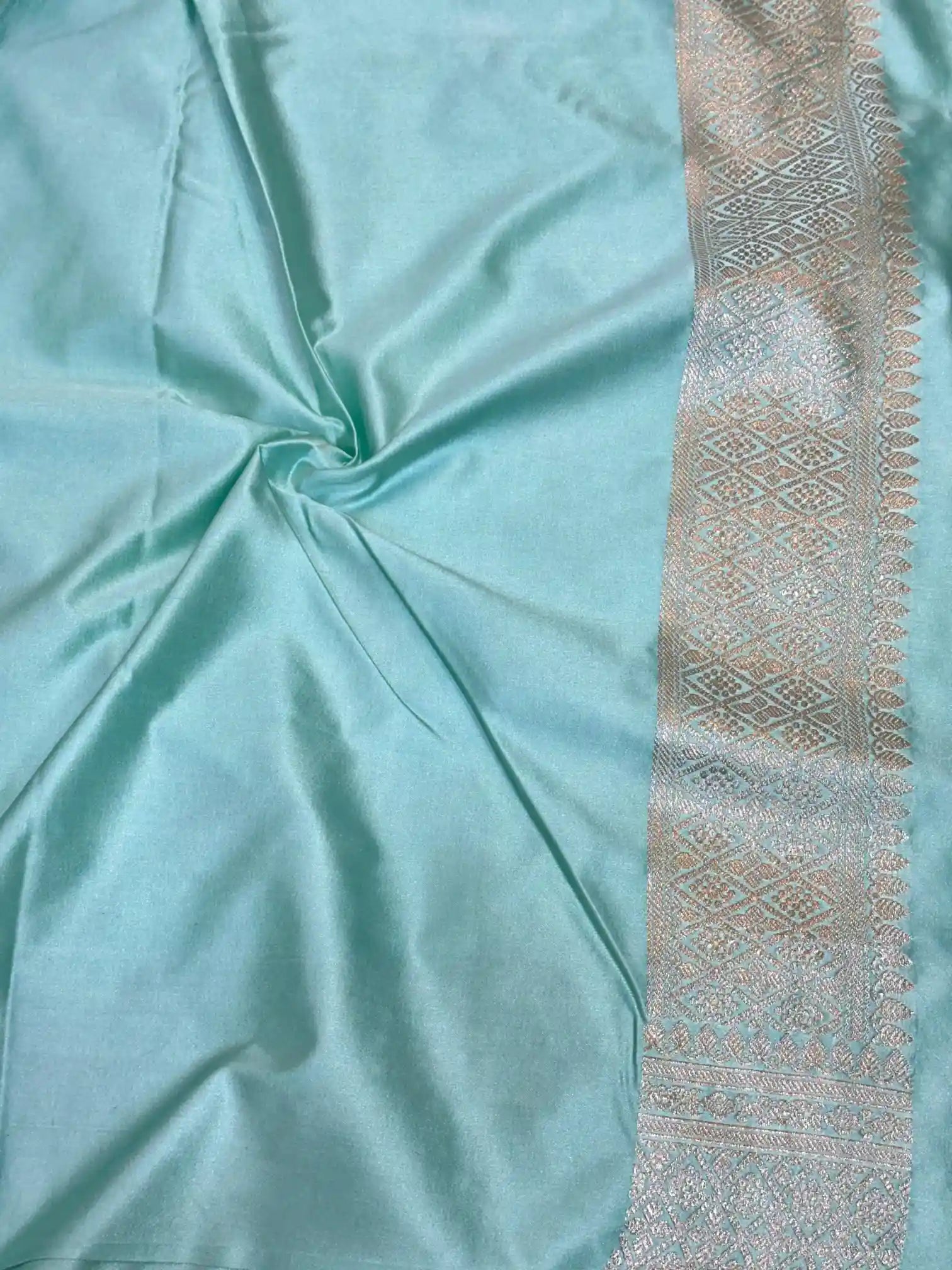 Sea Green Premium Mashru Katan Saree