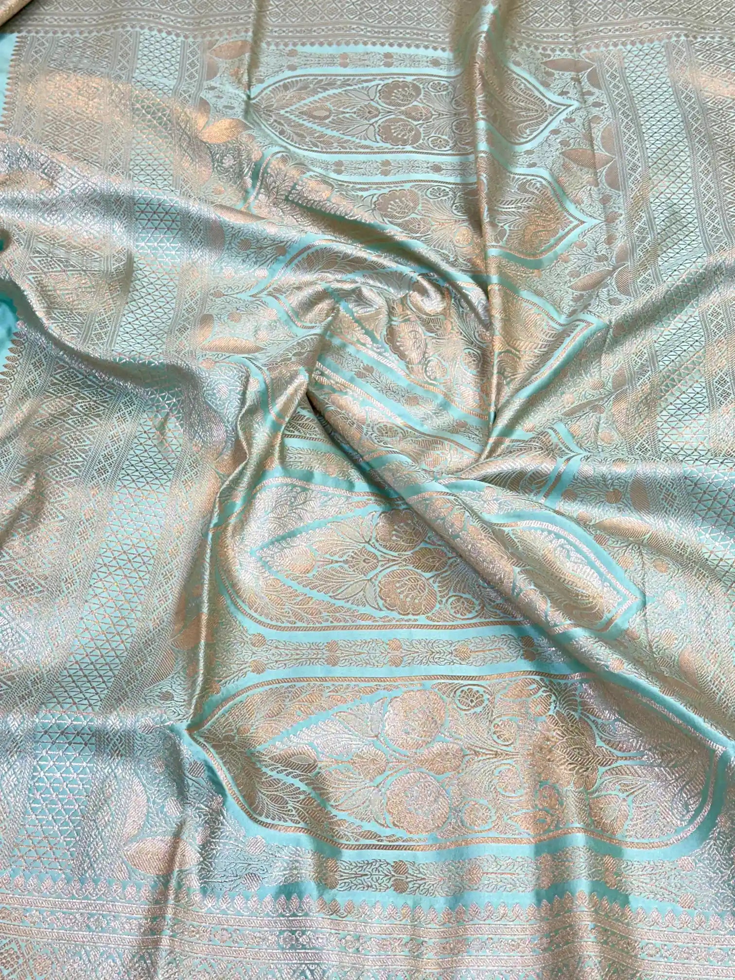 Sea Green Premium Mashru Katan Saree