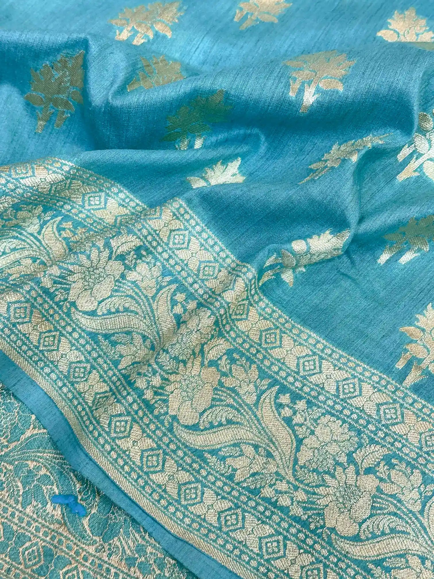 Sea Green Shade Pure Munga Silk Banarasi Saree