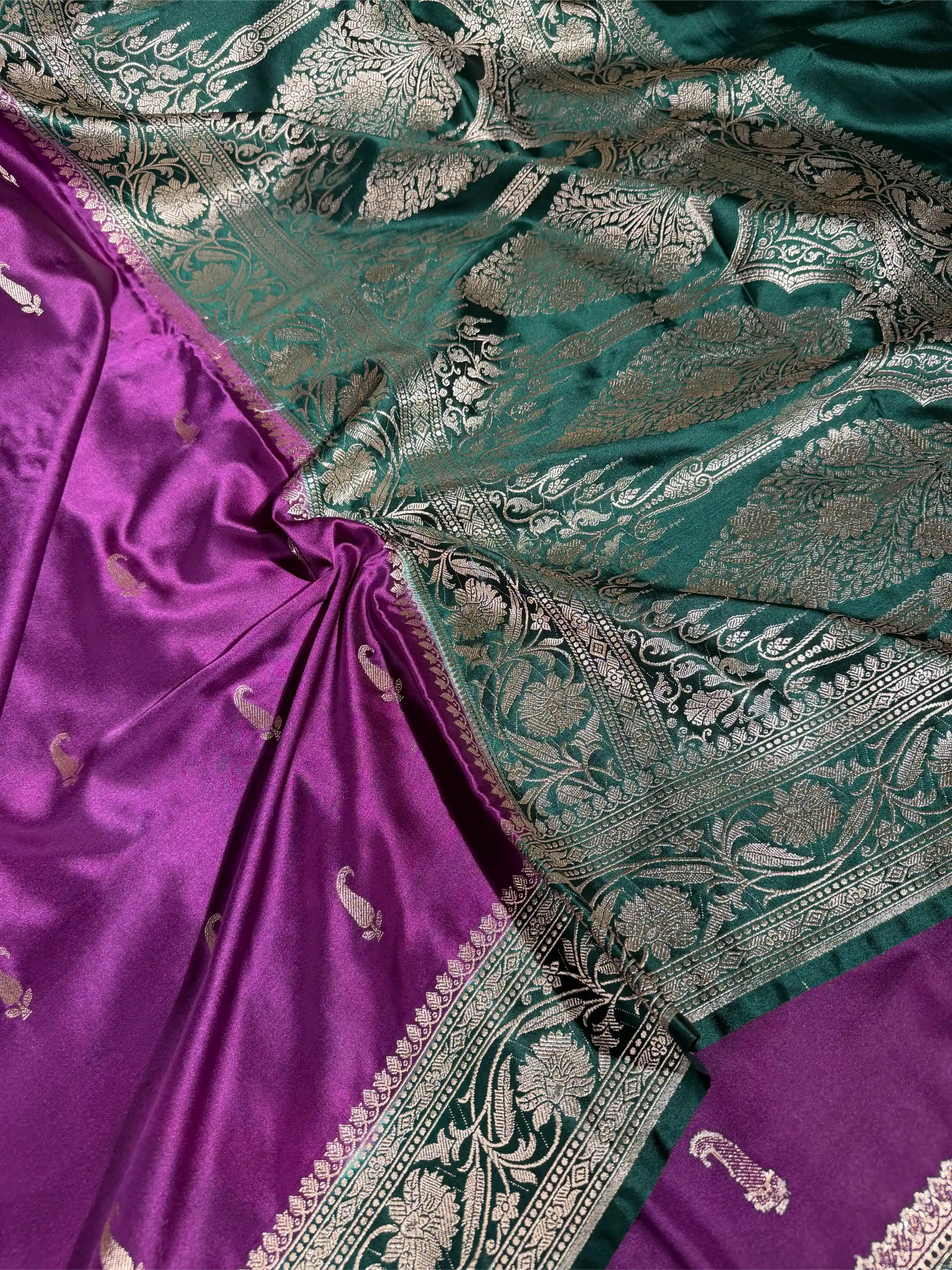 Shiny Purple Mashru Katan Heritage Banarasi Saree