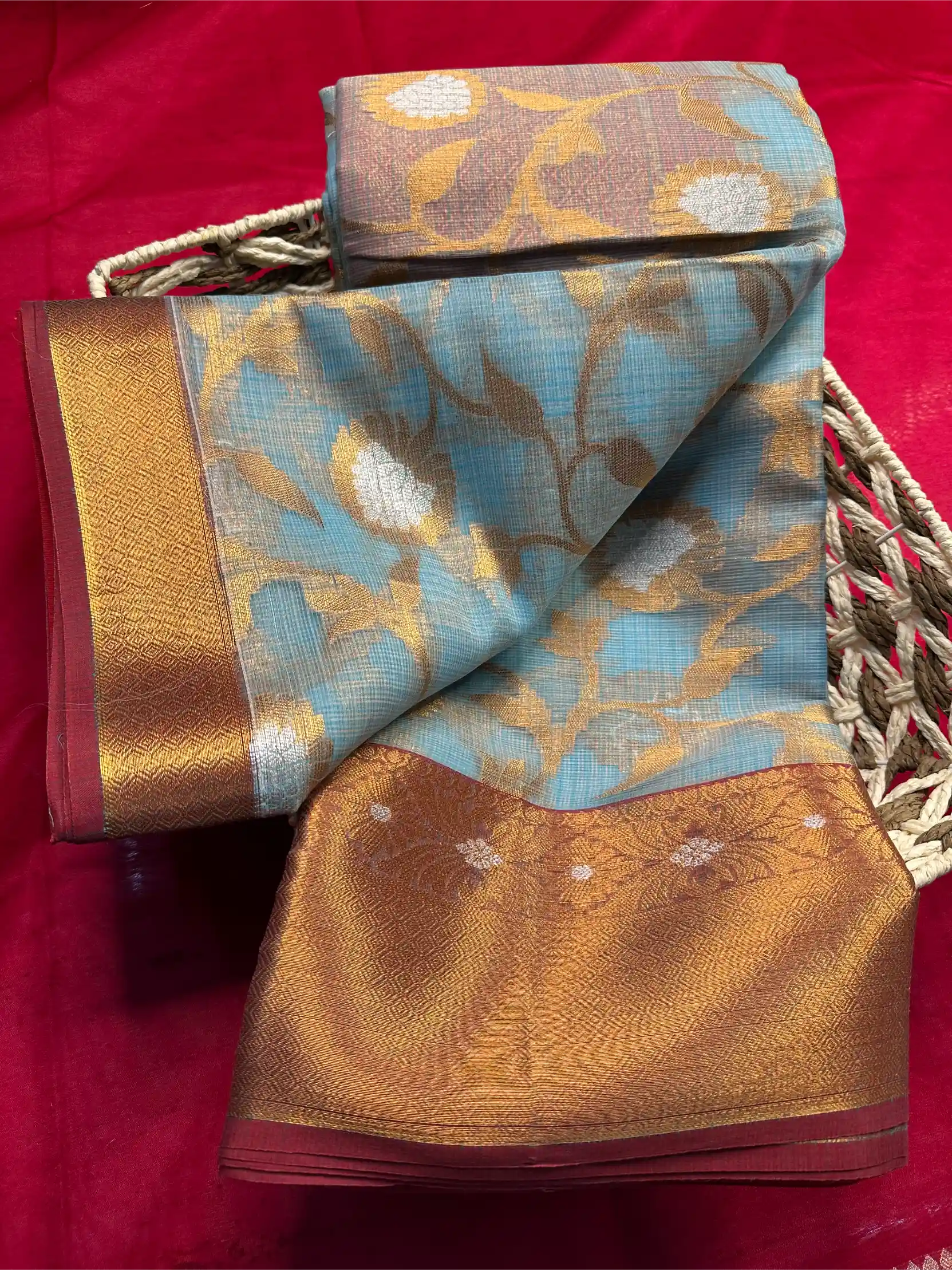 Beautiful Softsilk Embossed Weave Banarasi Saree