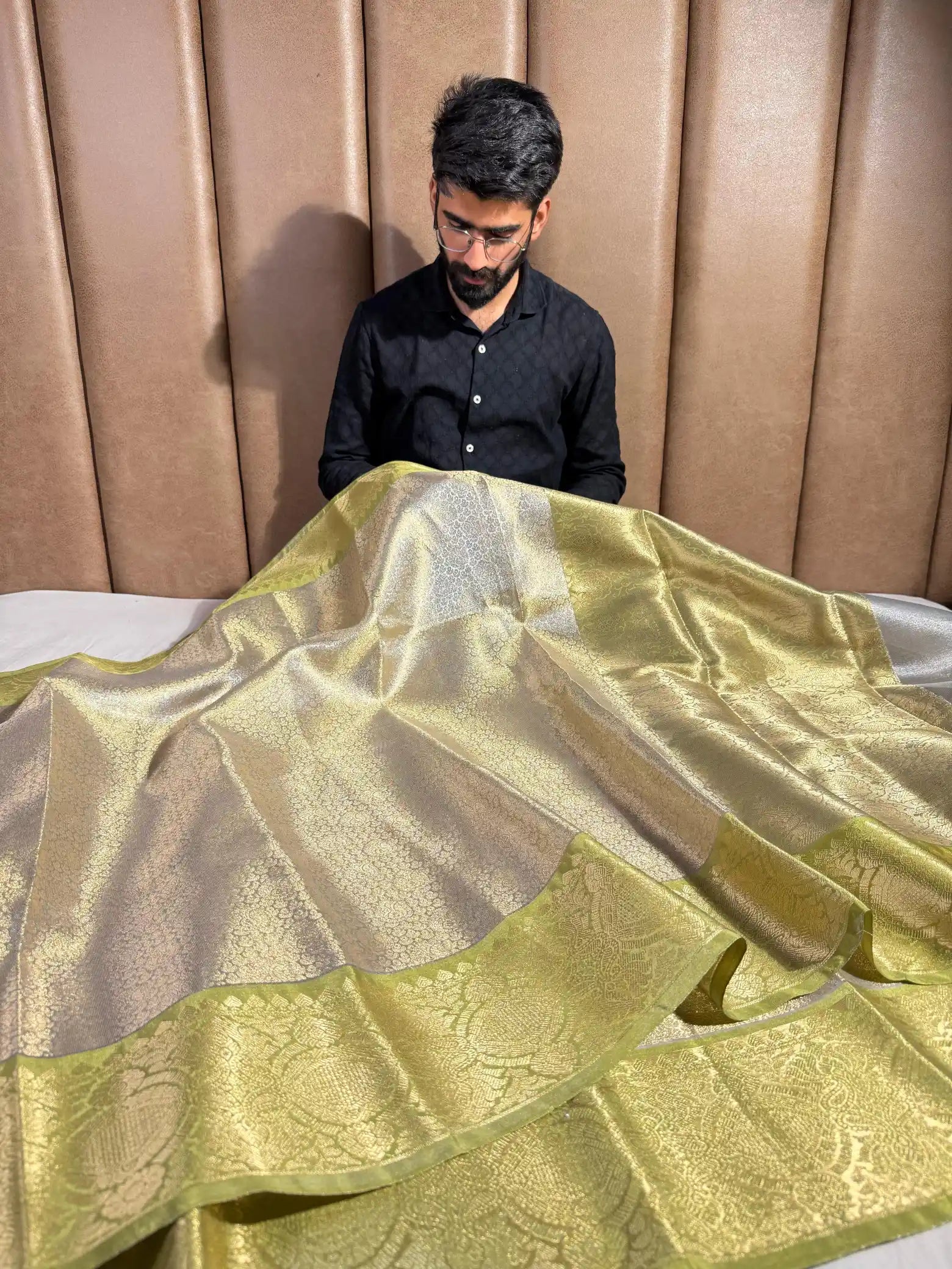 Subtle Embossed Weave Soft Tissue Silk Saree