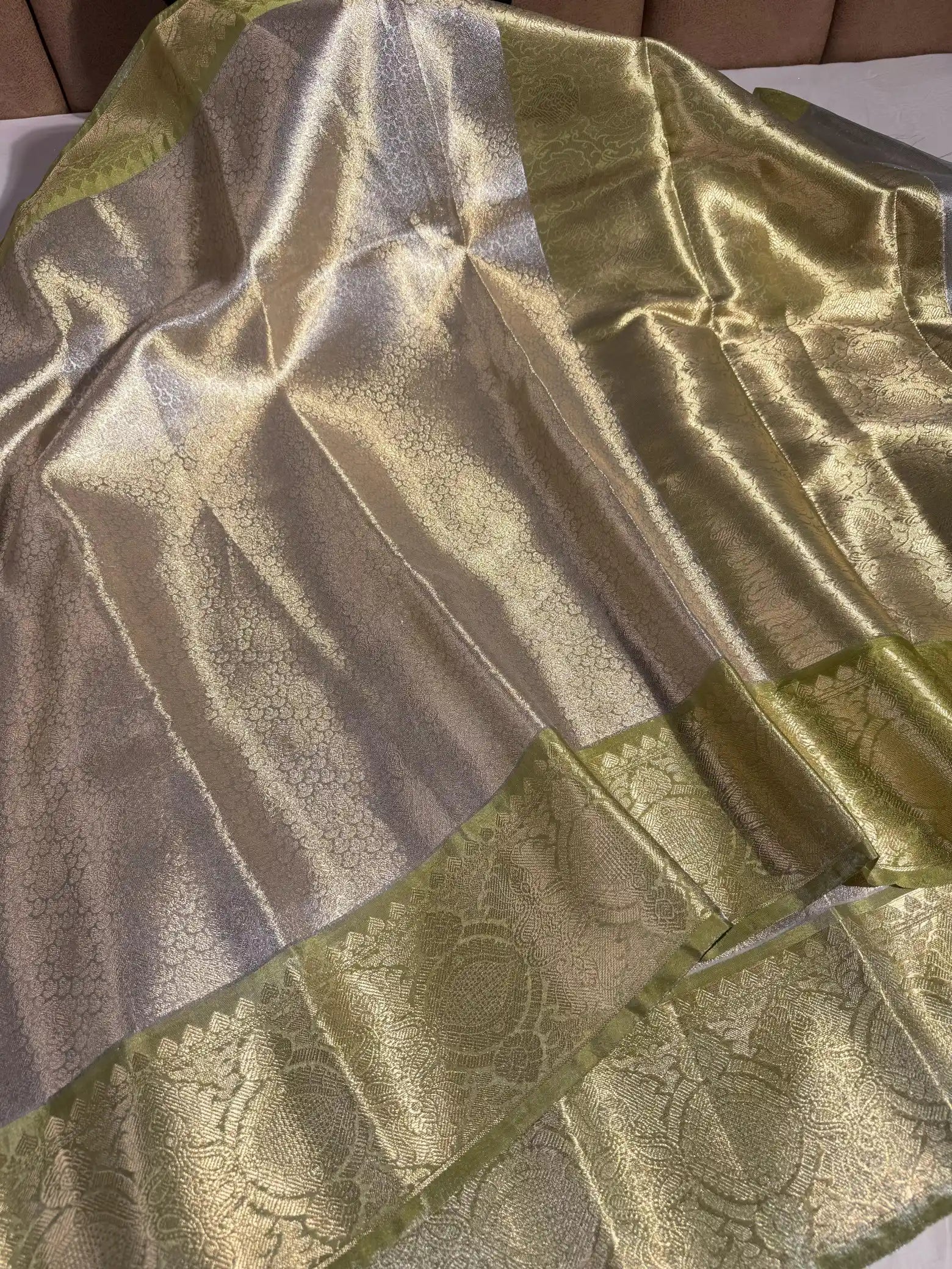 Subtle Embossed Weave Soft Tissue Silk Saree