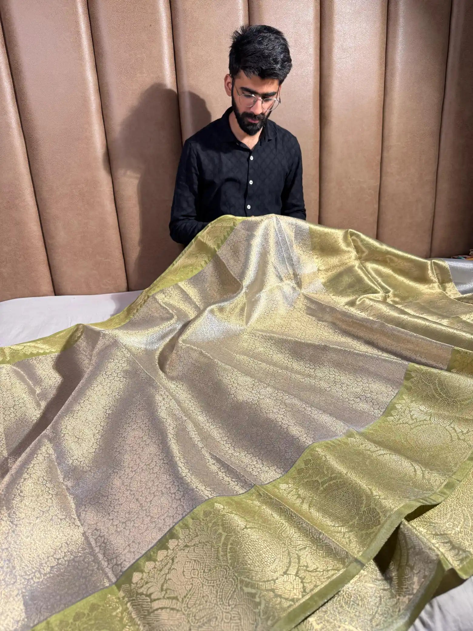 Subtle Embossed Weave Soft Tissue Silk Saree