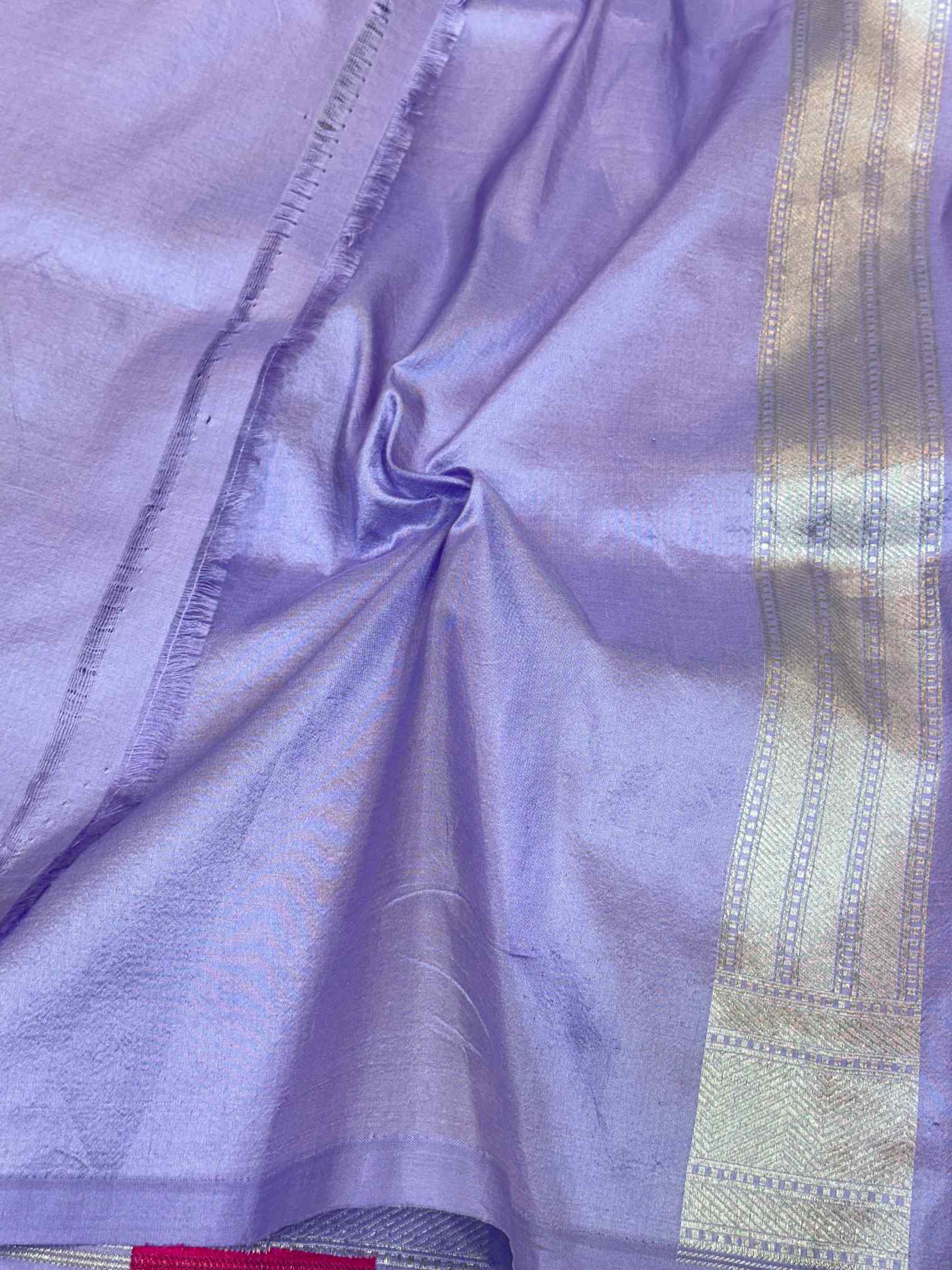 Subtle Lavender Contemporary Weave Pure Katan Saree