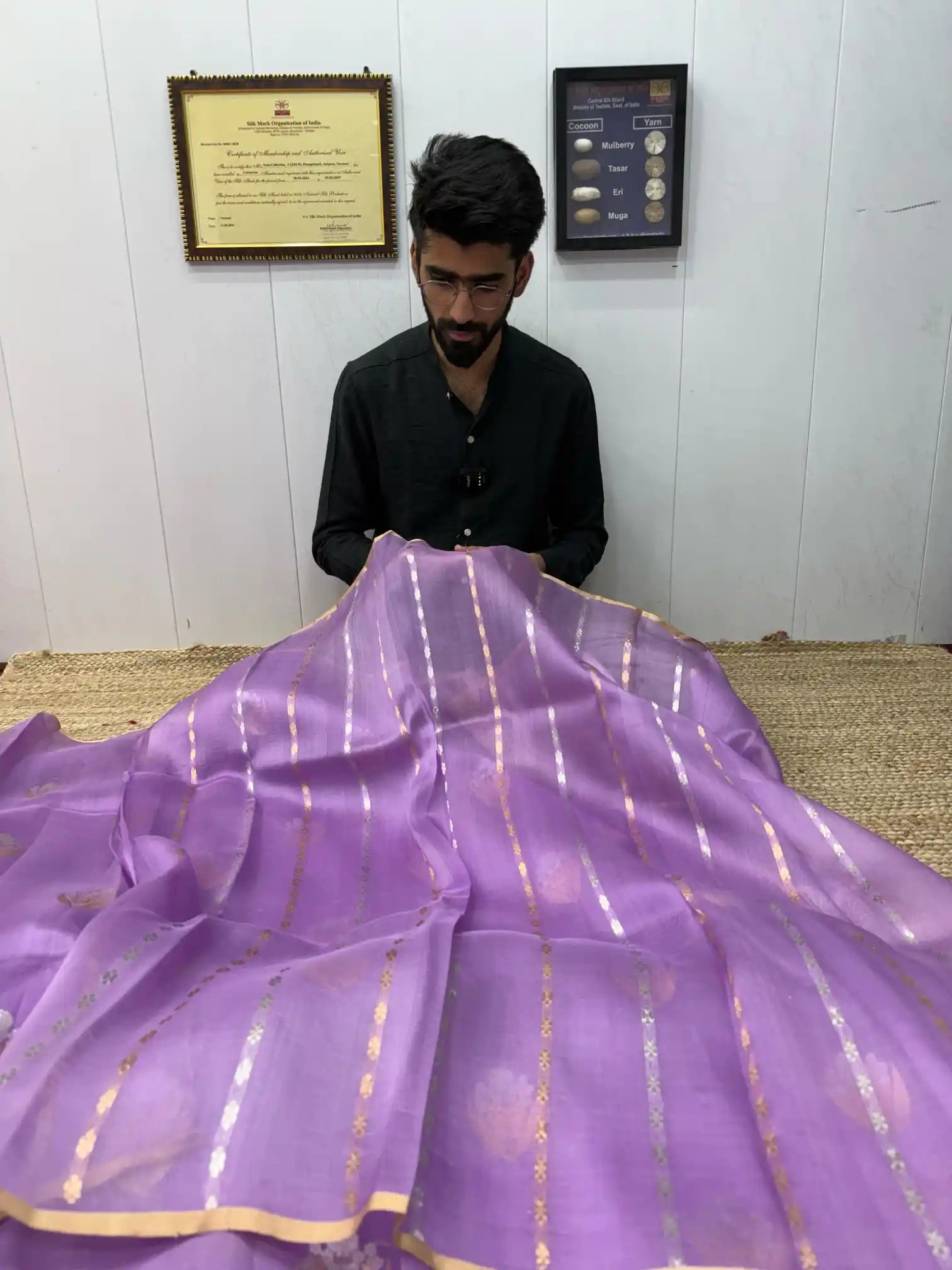 Subtle Lavender Traditional Kora Organza Banarasi Saree