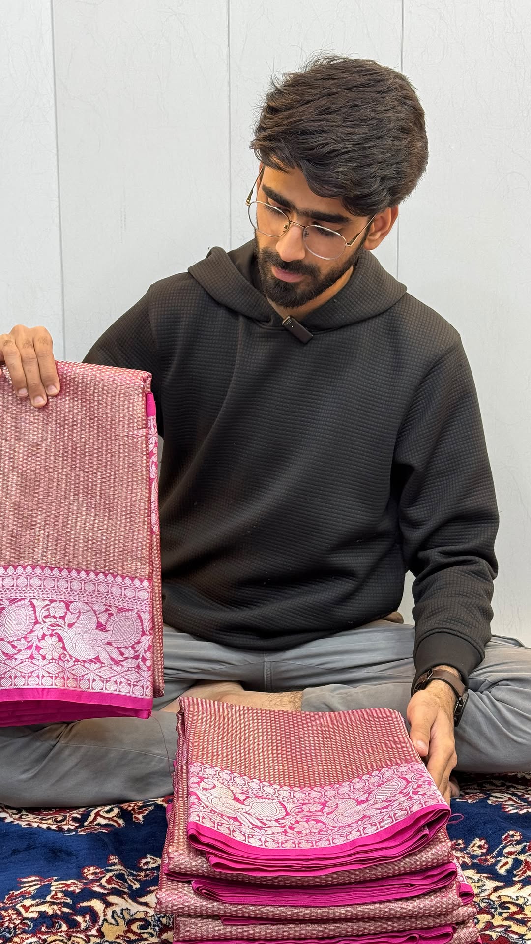 Subtle Pink Glass Tissue Silk Kanjivaram Brocade Saree
