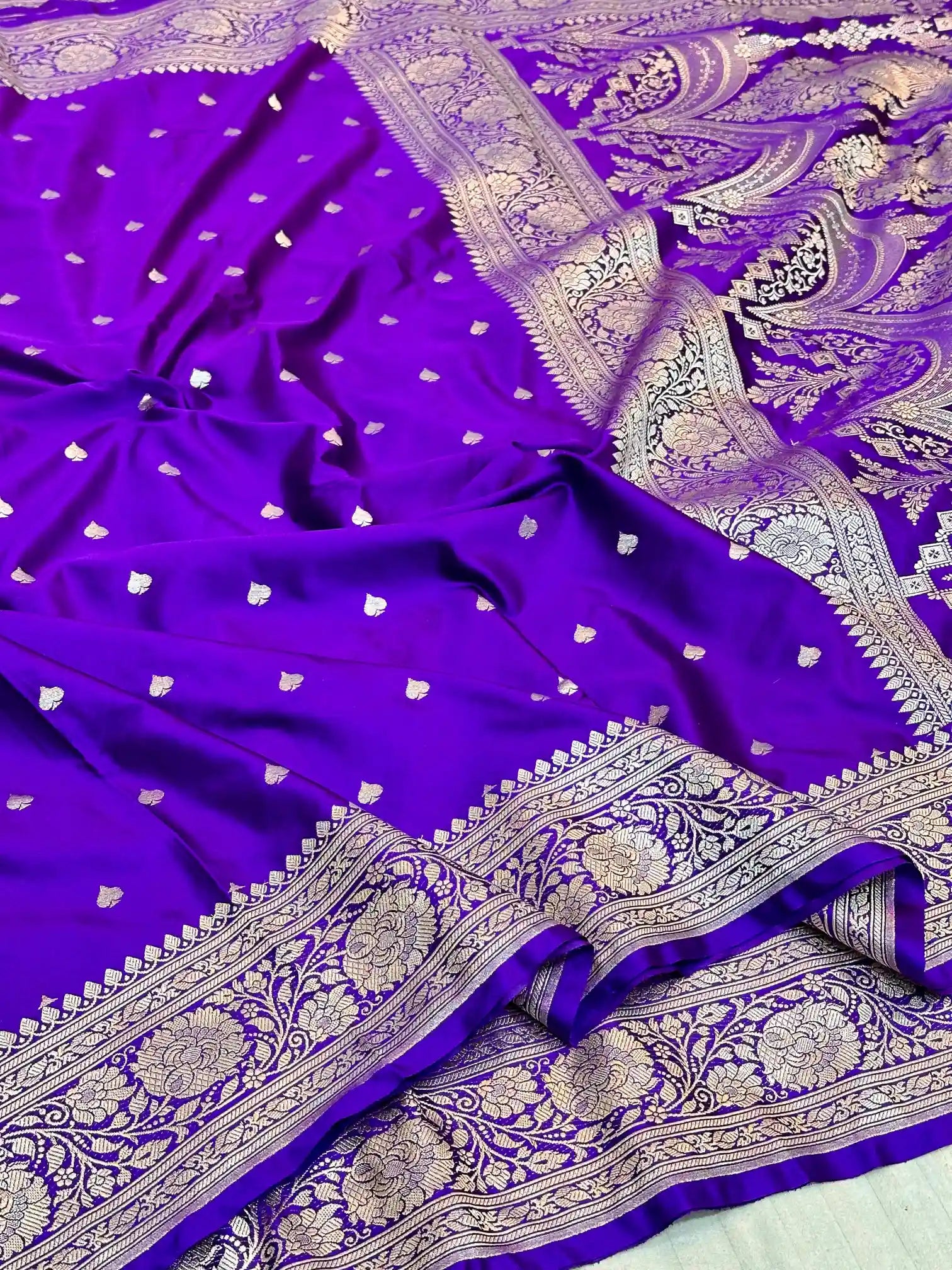 Subtle Purple Premium Mashru Katan Saree