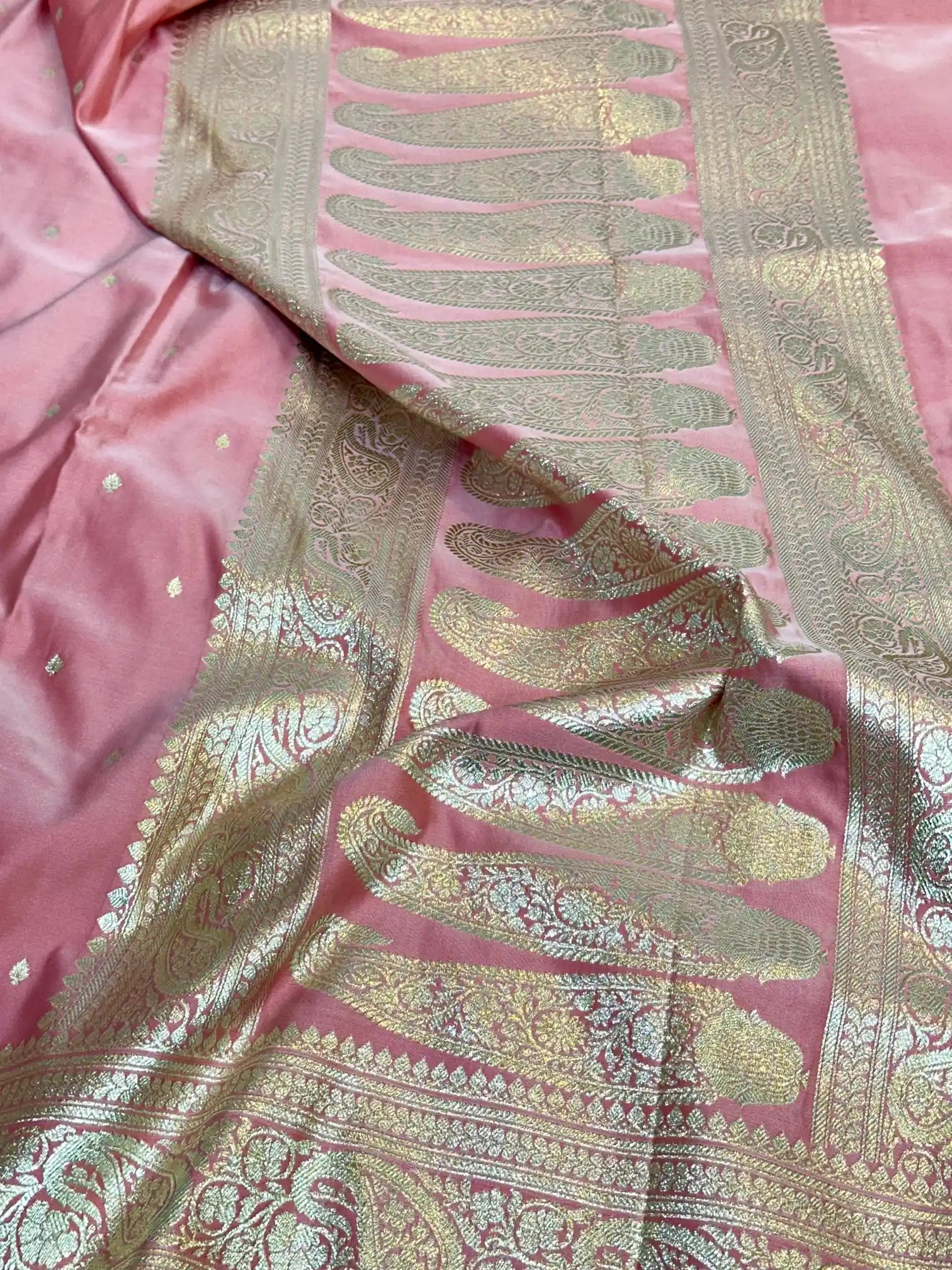 Sweet Pink Premium Mashru Katan Silk Banarasi Saree