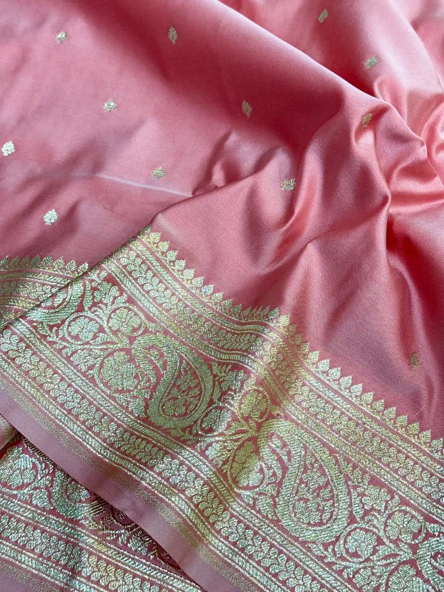 Sweet Pink Premium Mashru Katan Silk Banarasi Saree