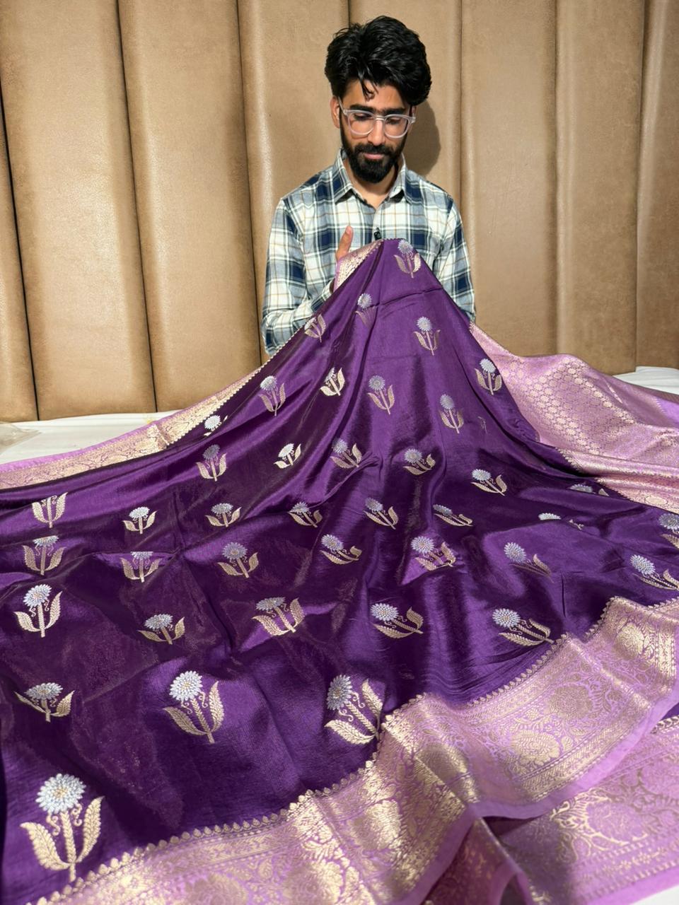 Purple Lavender Breathable Soft Georgette Banarasi Saree